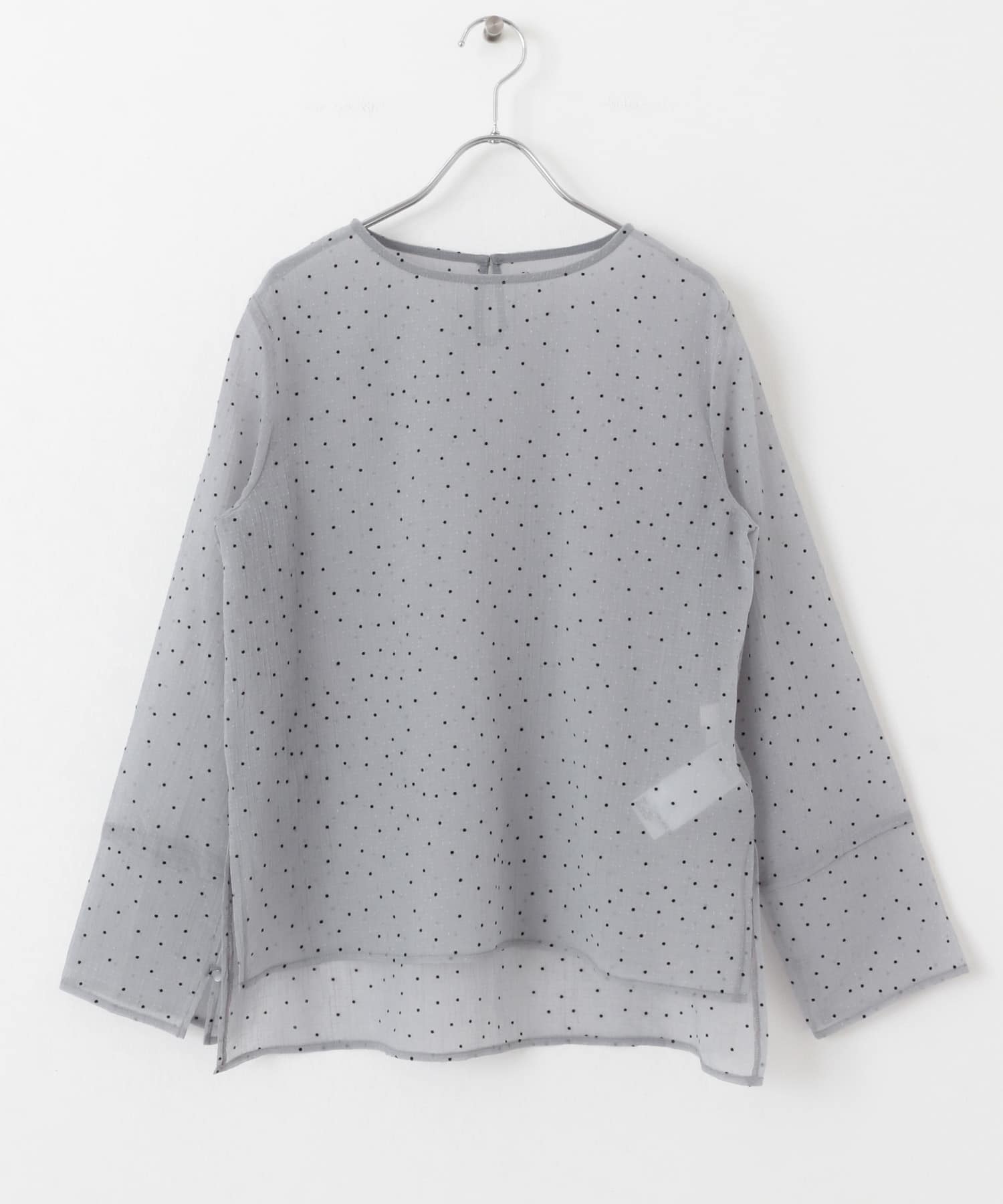 フロッキードットシアーブラウス L.BLU×BLK one