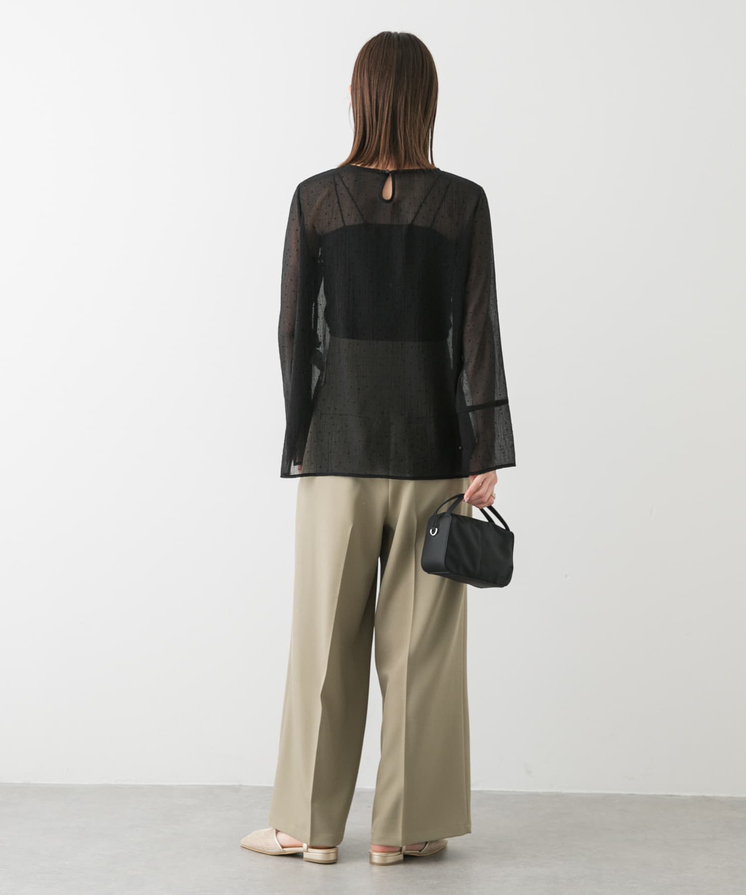 ブラッキーあり　長場　5枚セット フロッキードットシアーブラウス(one IVO×BLK): トップス｜URBAN