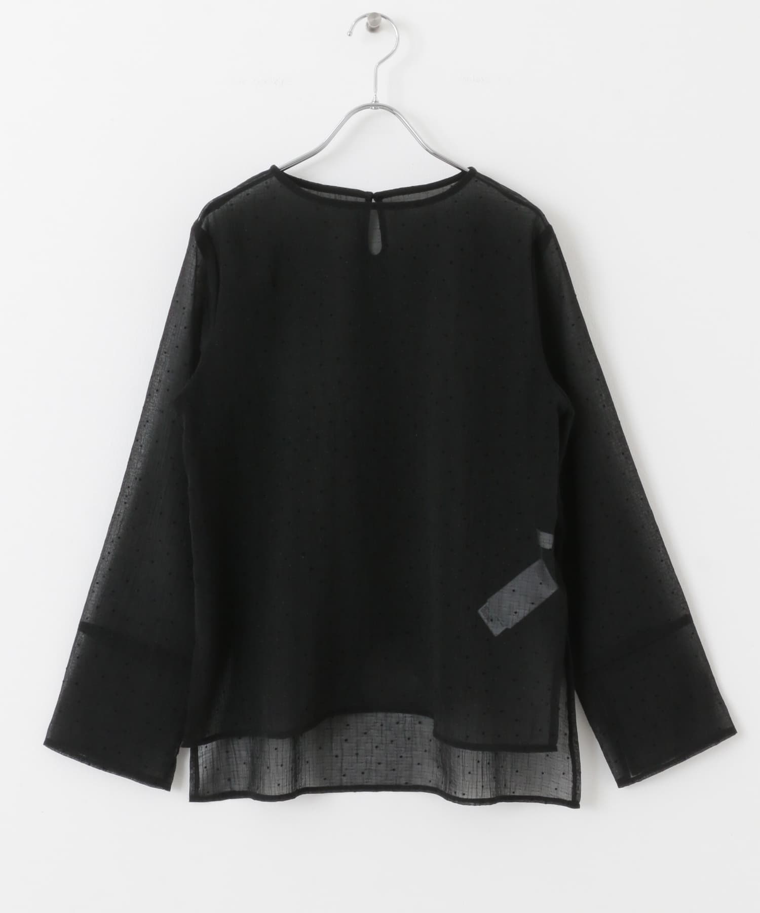 フロッキードットシアーブラウス BLK×BLK one