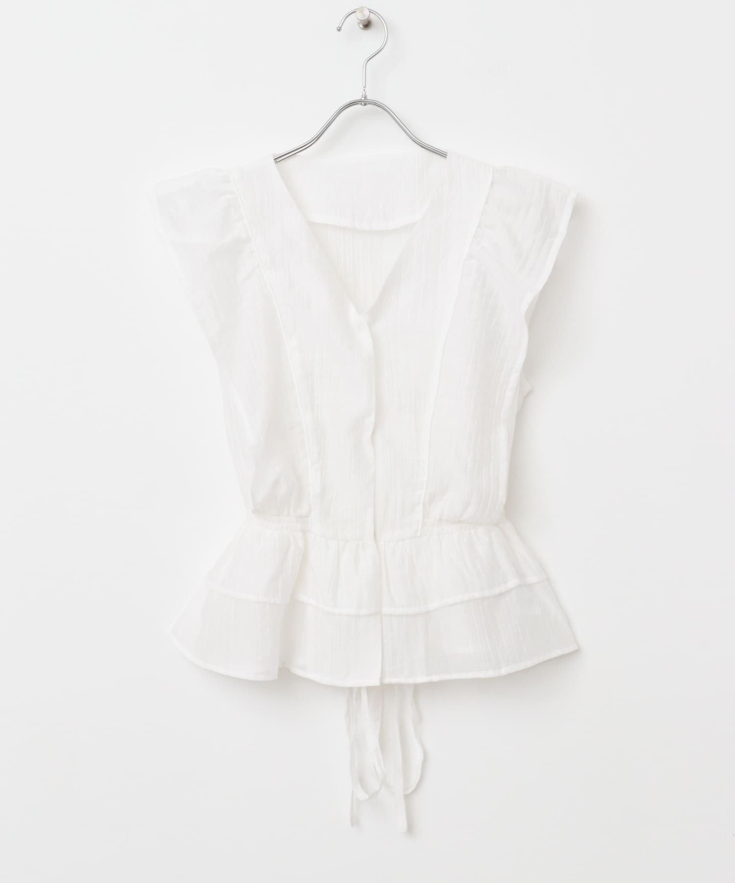 フリルフレンチブラウス OFF WHITE one