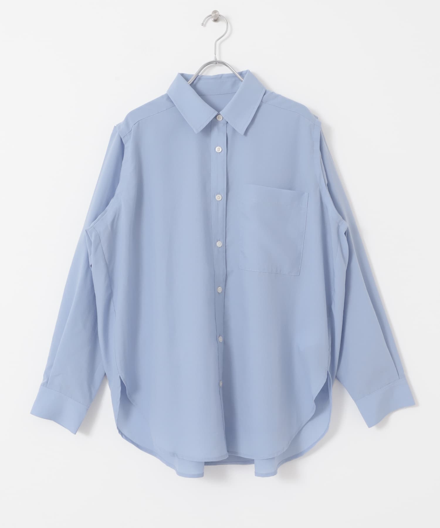 リネンライクショルダースリットシャツ L.BLUE one