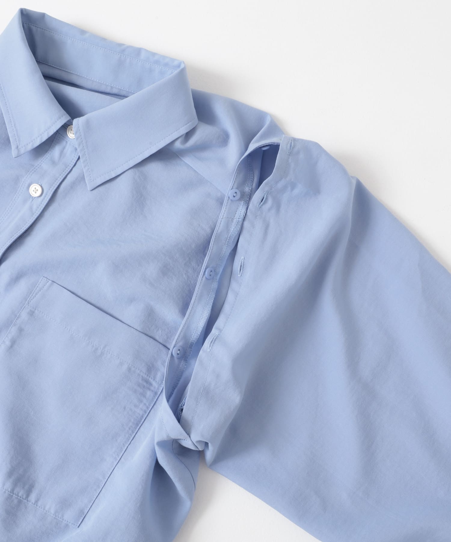 リネンライクショルダースリットシャツ L.BLUE one
