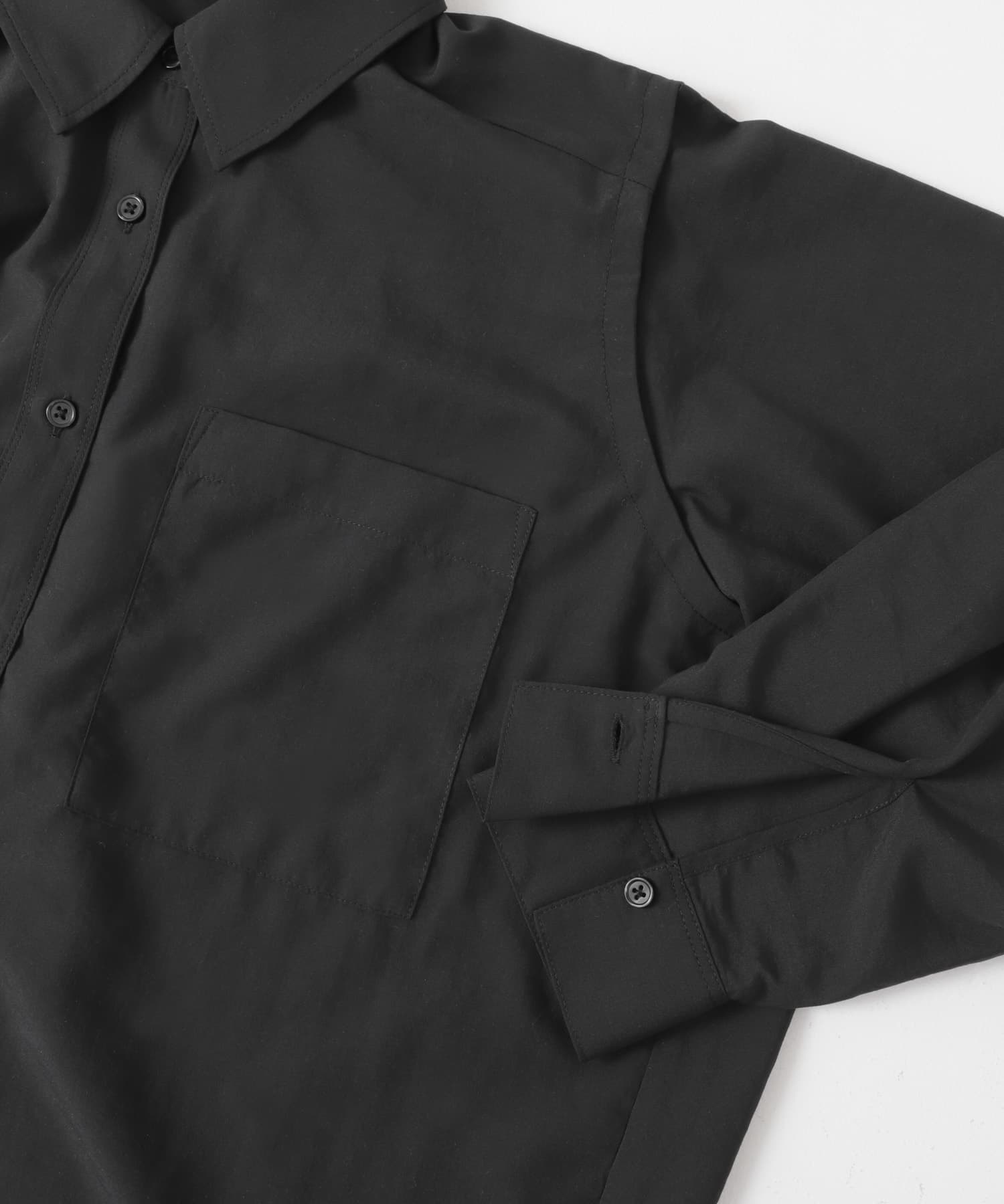 リネンライクショルダースリットシャツ BLACK one