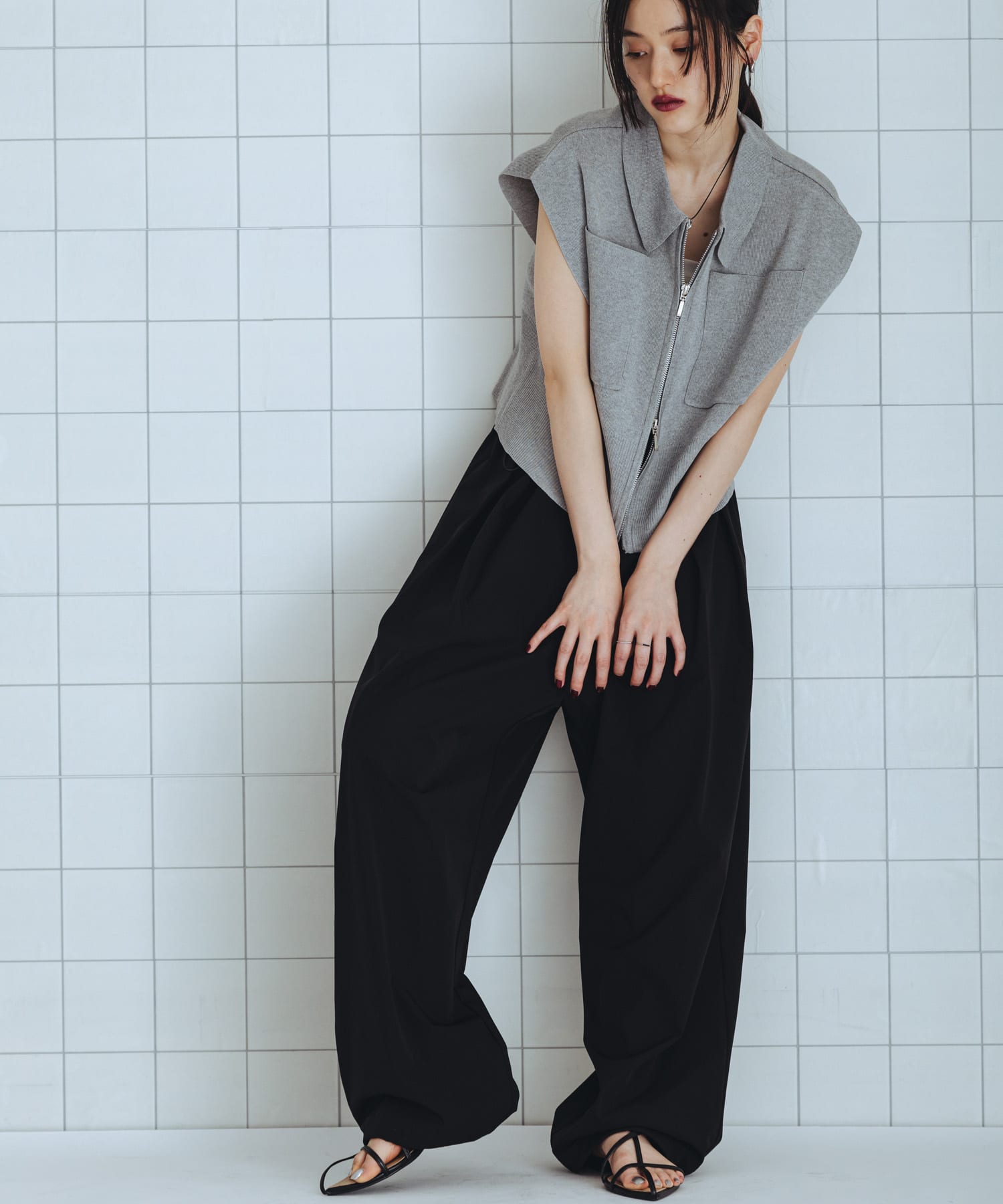 撥水UVカットウエストドロータックパンツ