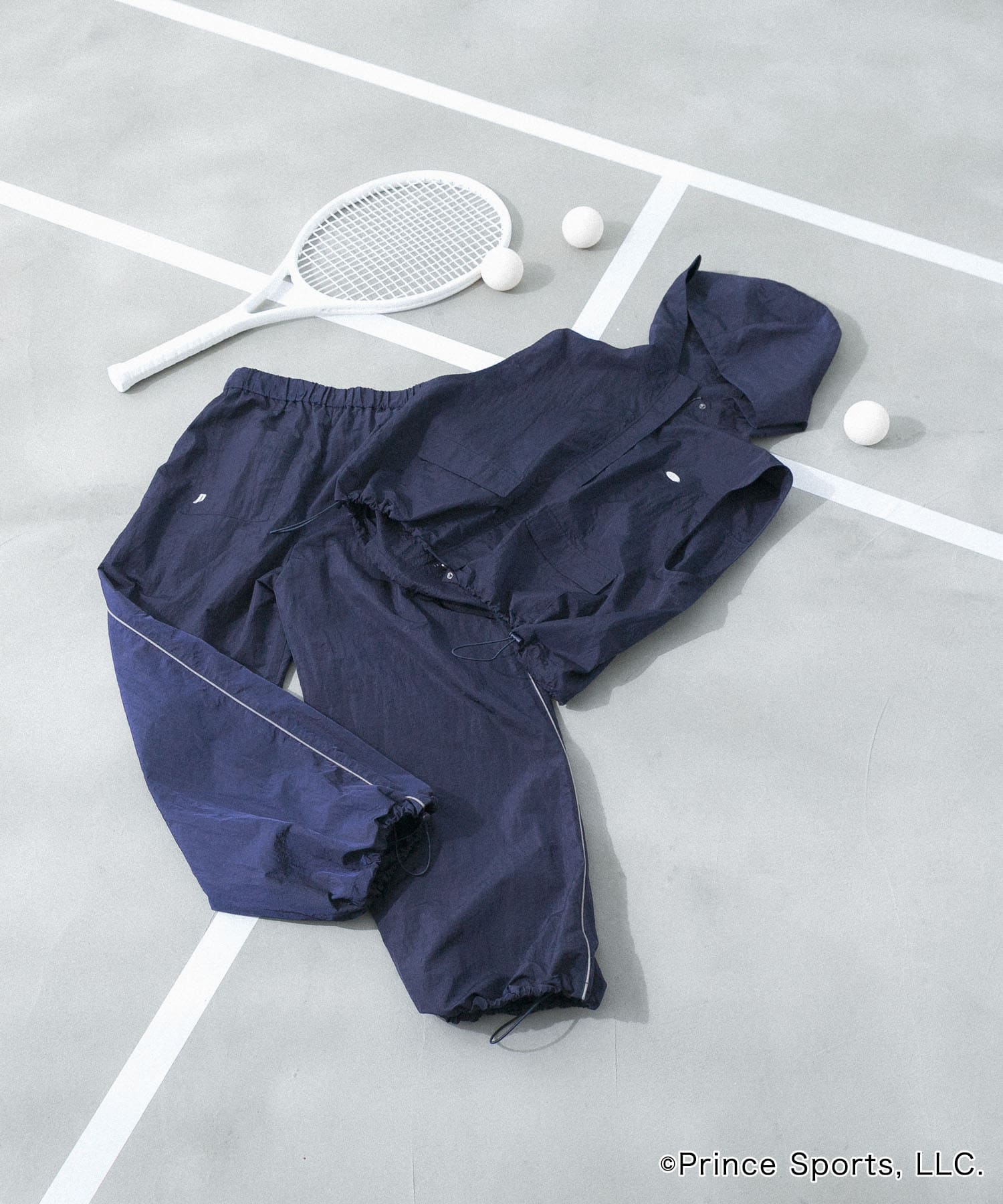 『別注』prince　ナイロンラインパンツ NAVY S