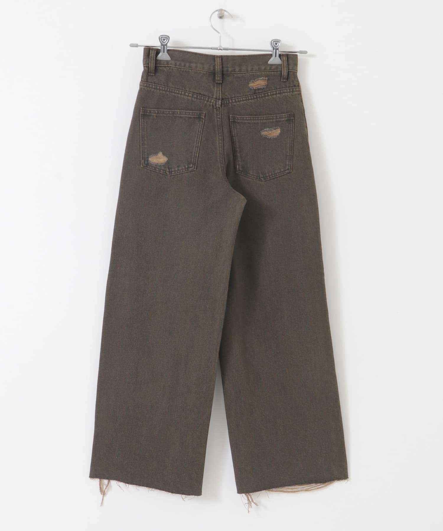 ダメージストレートデニム BROWN S