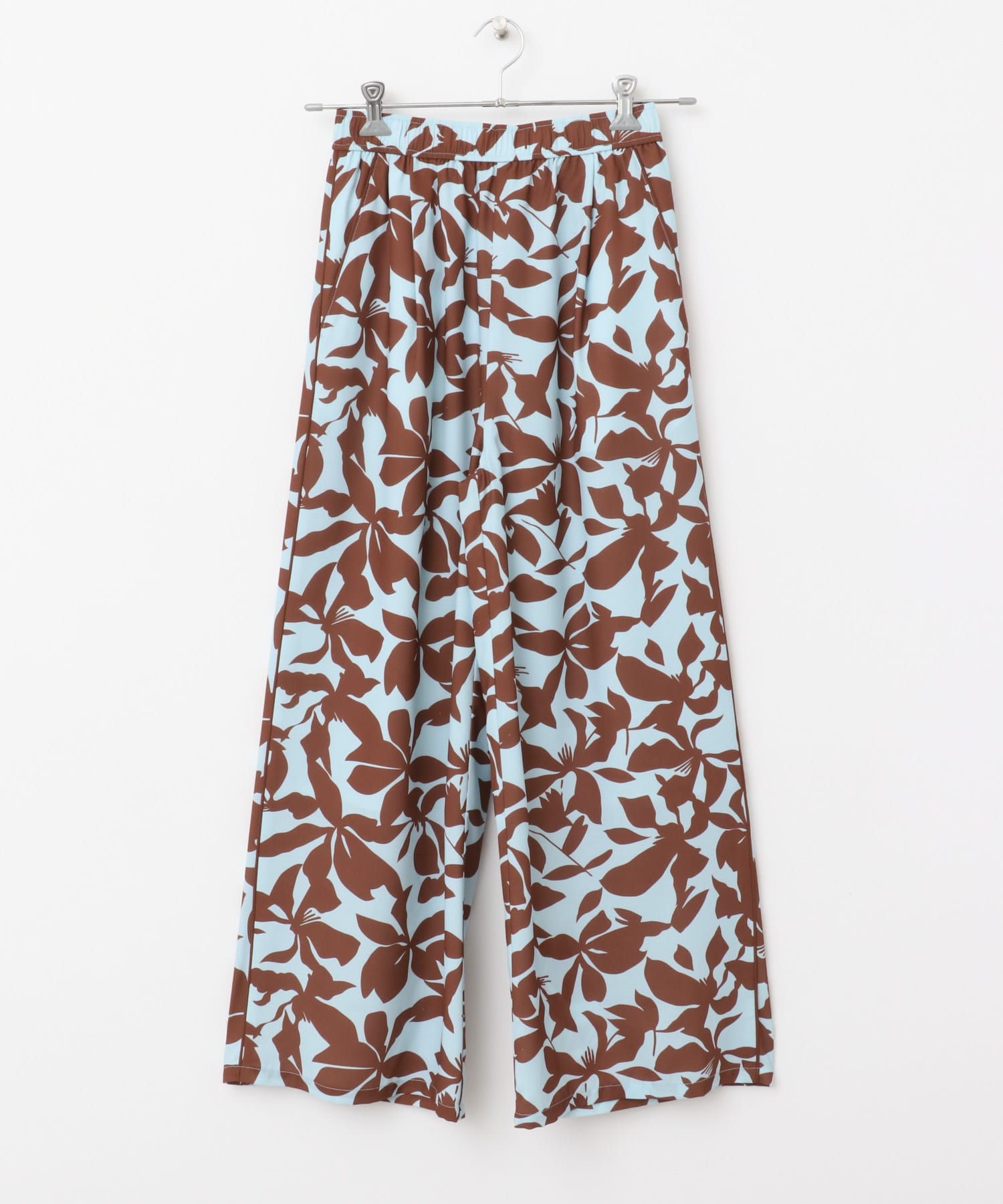 リーフプリントイージーパンツ L.BLU×RED S