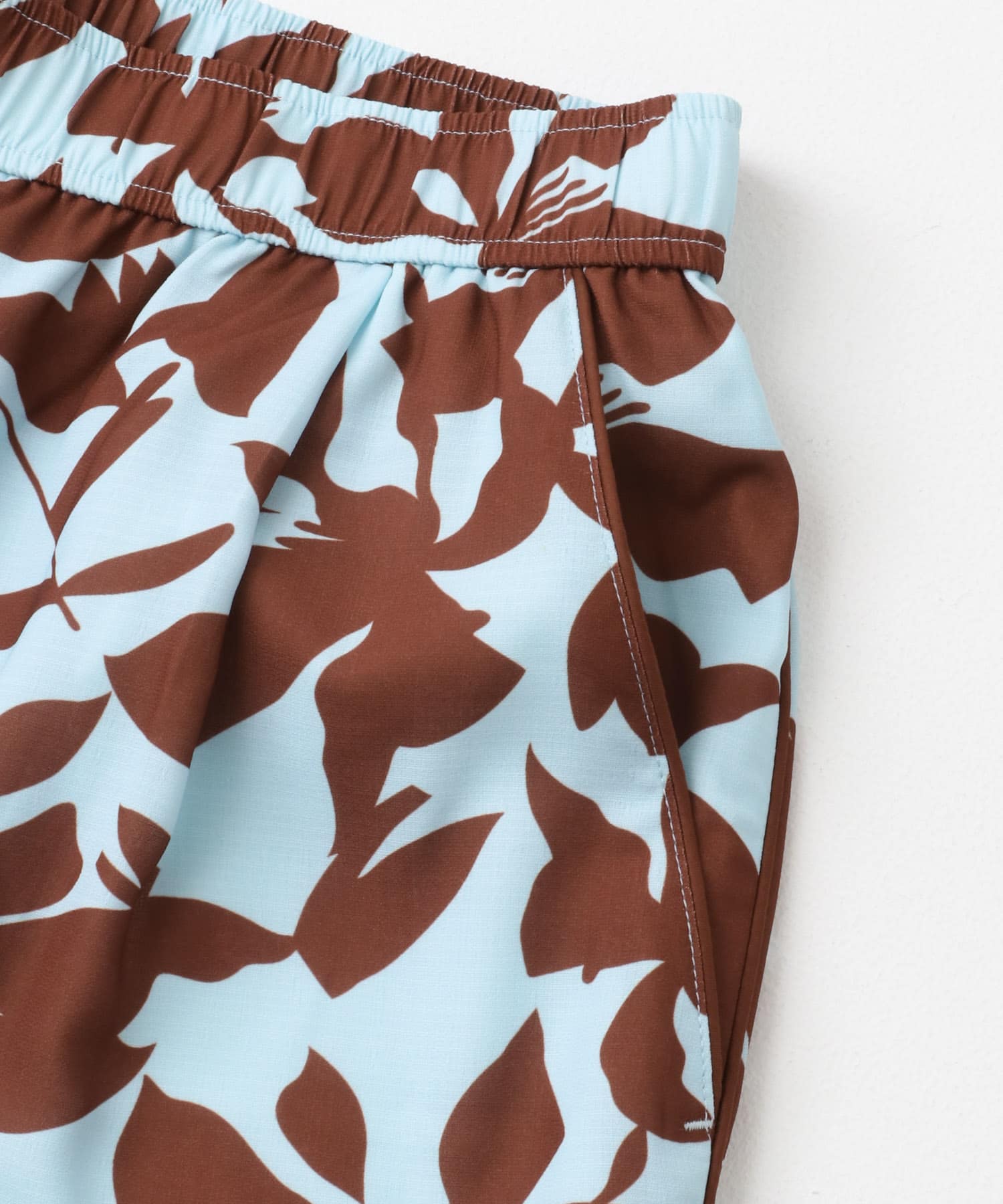 リーフプリントイージーパンツ L.BLU×RED S