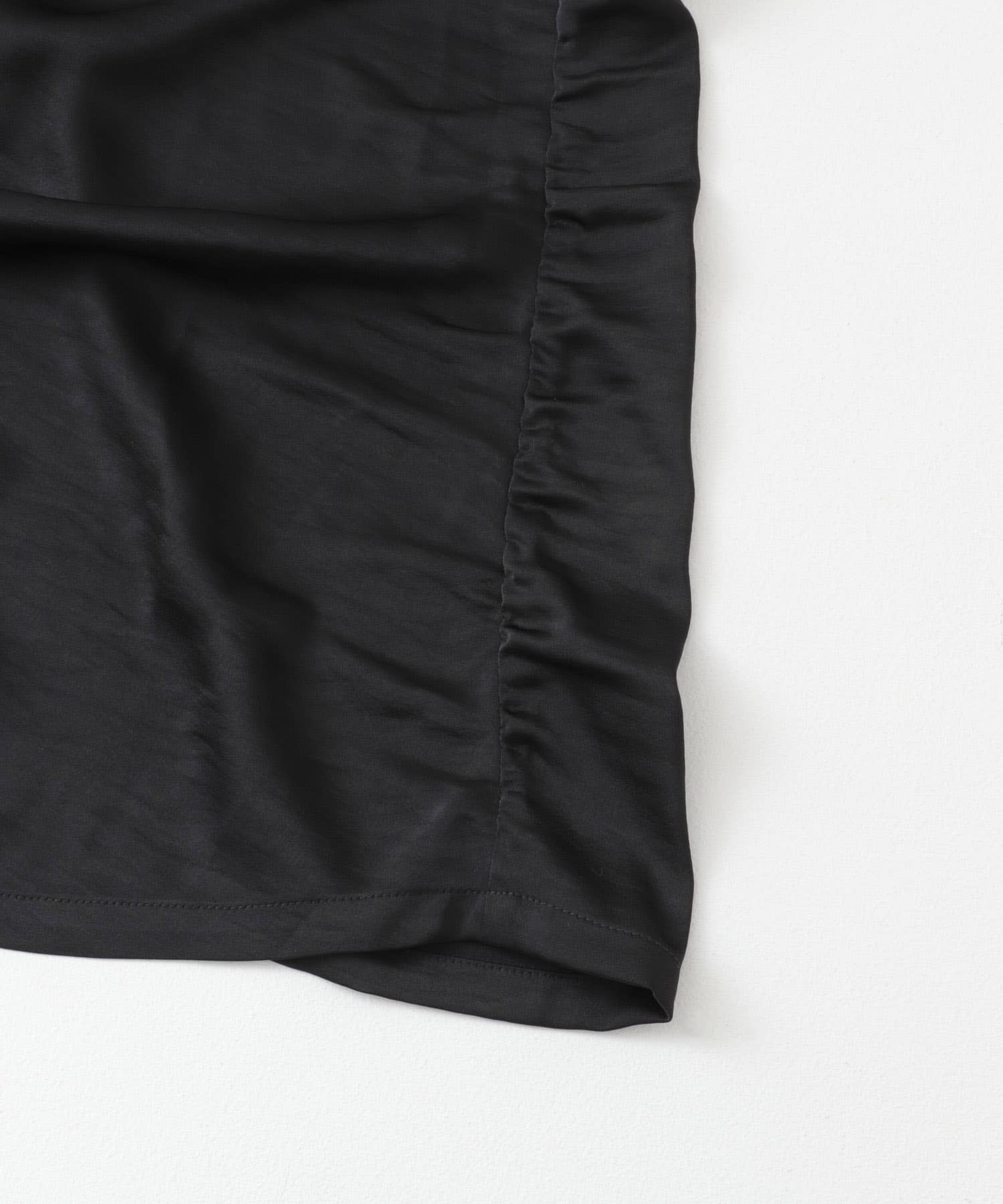 サテンサイドポケットスカート BLACK one