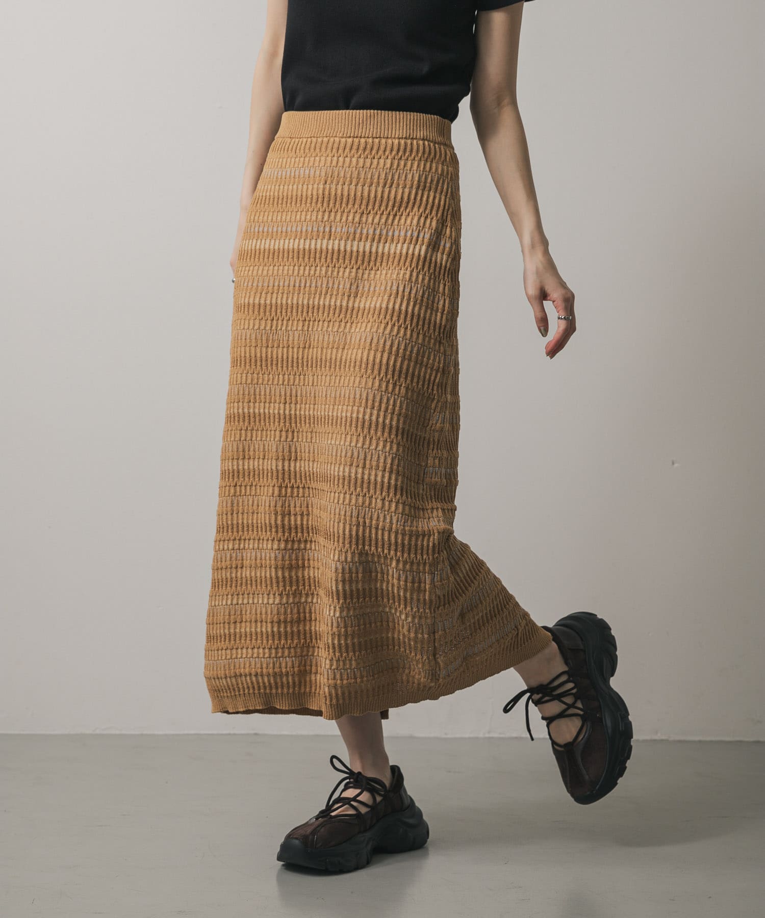マルチボーダーニットスカート