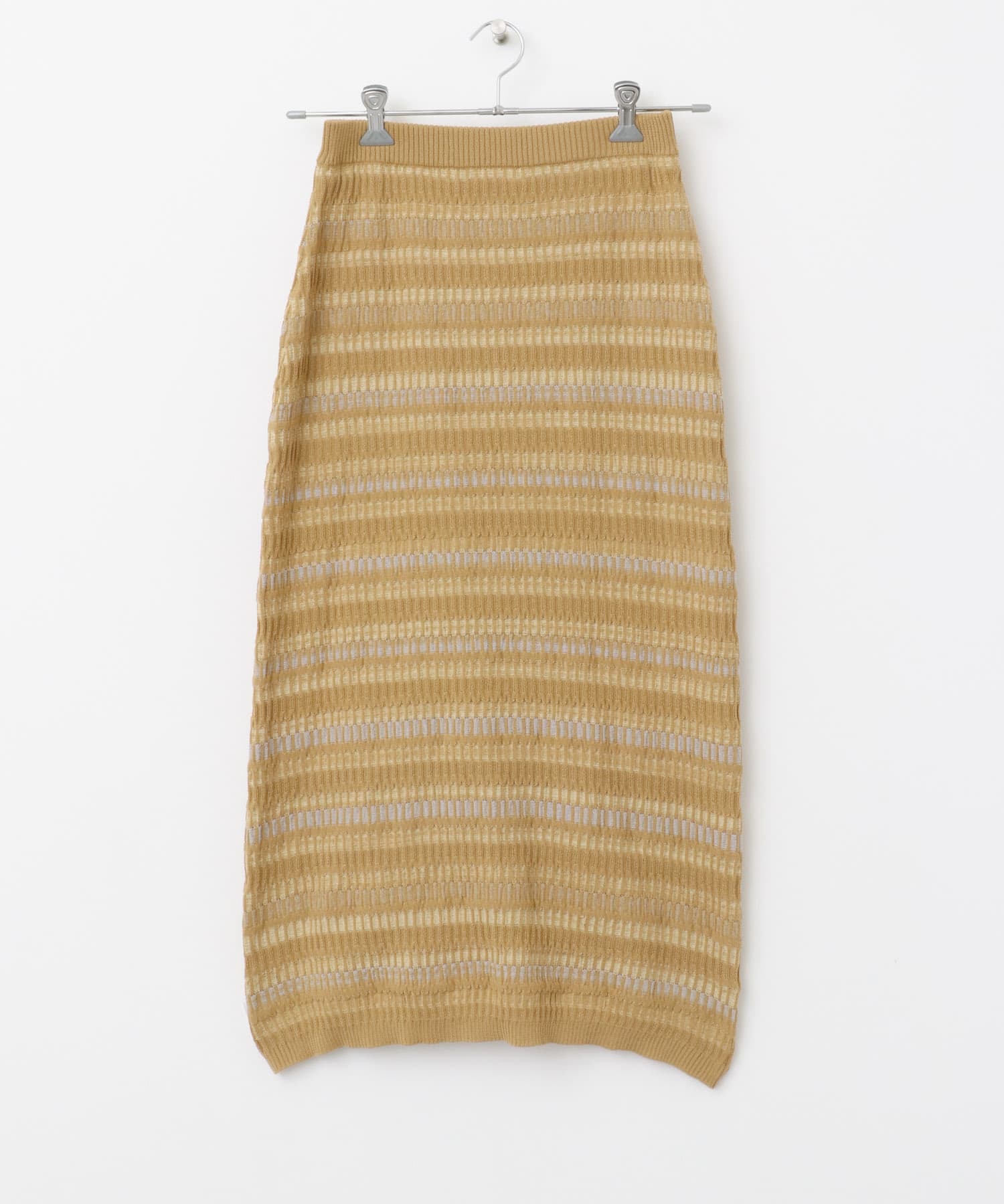マルチボーダーニットスカート BEIGE one