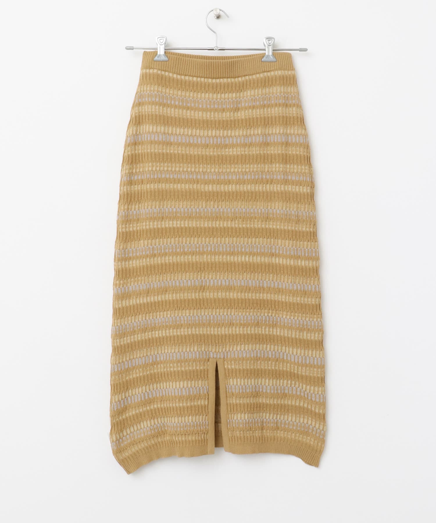 マルチボーダーニットスカート BEIGE one