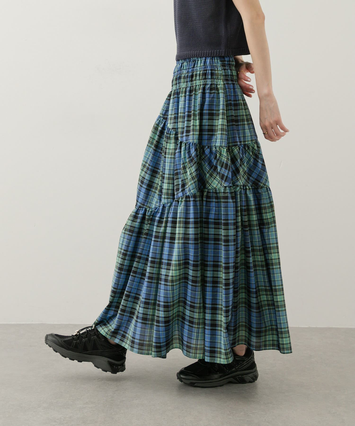 チェックボリュームスカート