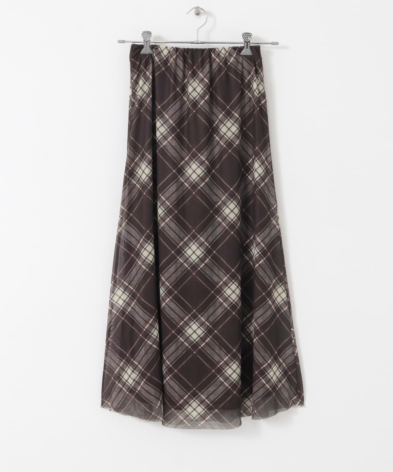 シアーチェックスカート BROWN one
