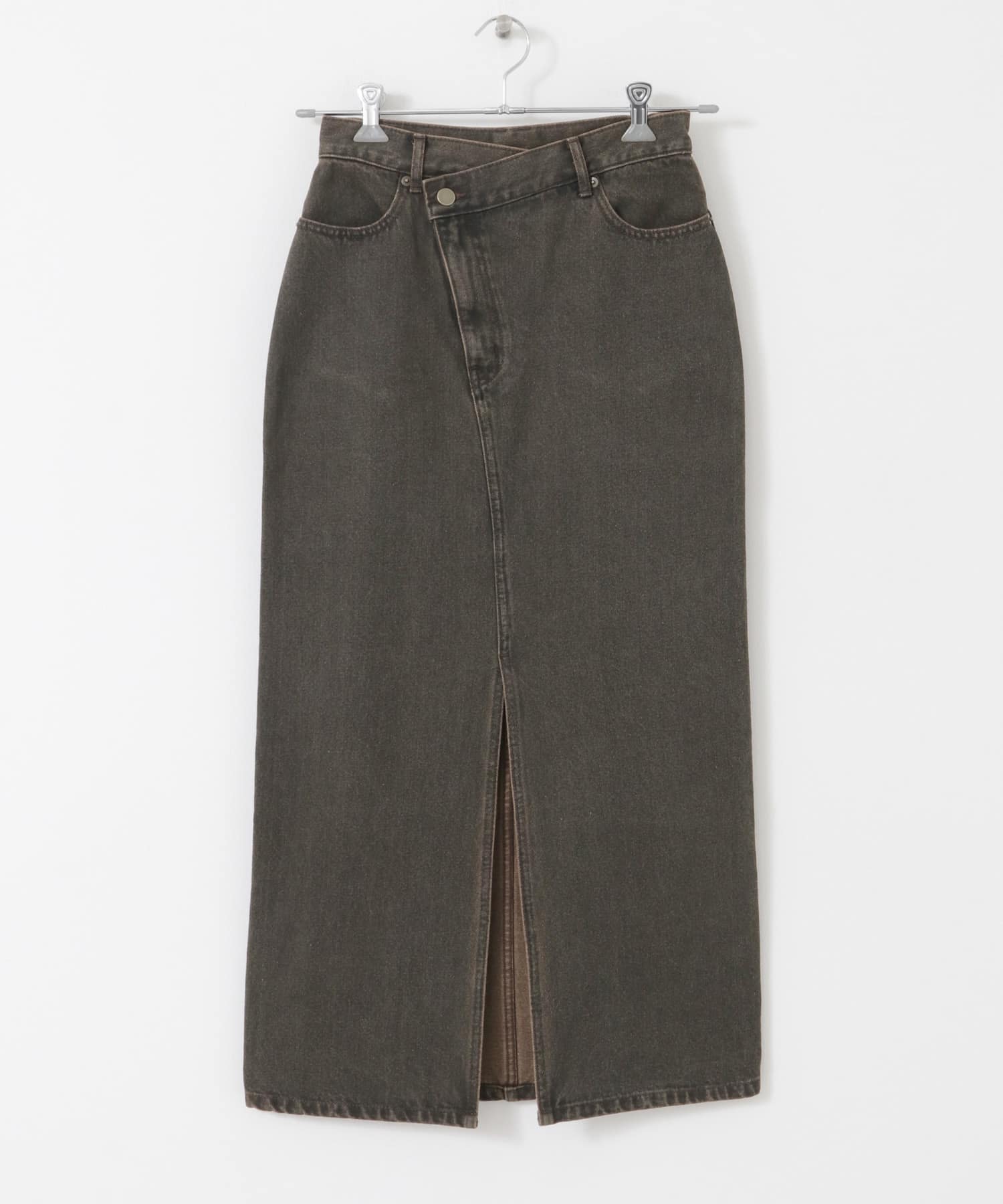 アシメベルトデニムスカート BROWN S