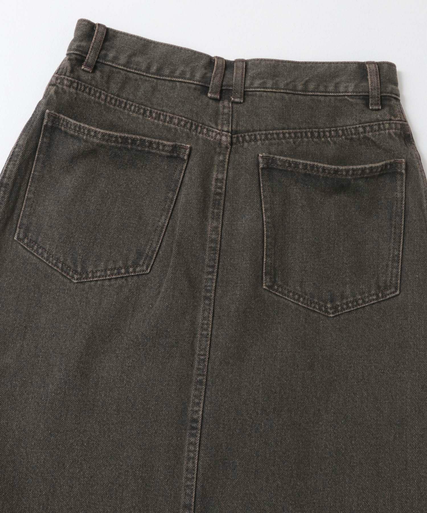 アシメベルトデニムスカート BROWN S