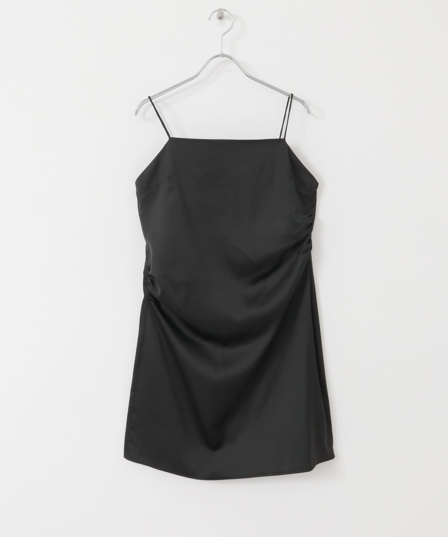 サテンタックミニキャミワンピース BLACK one