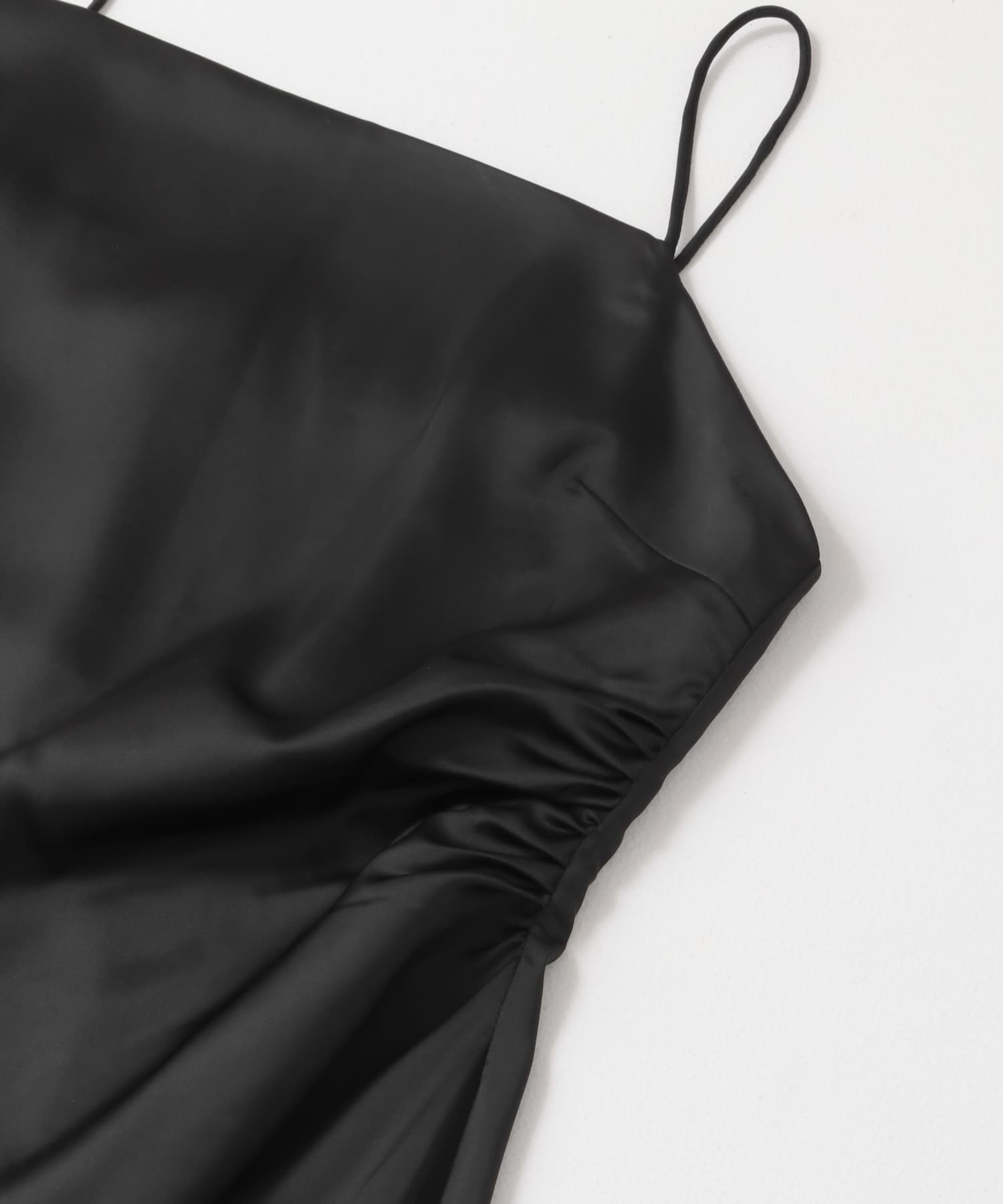 サテンタックミニキャミワンピース BLACK one