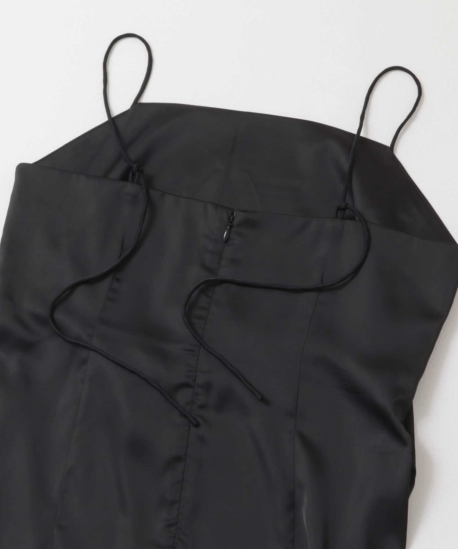 サテンタックミニキャミワンピース BLACK one
