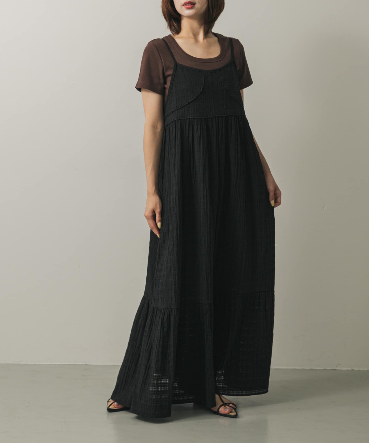 チェックジャガードキャミワンピース