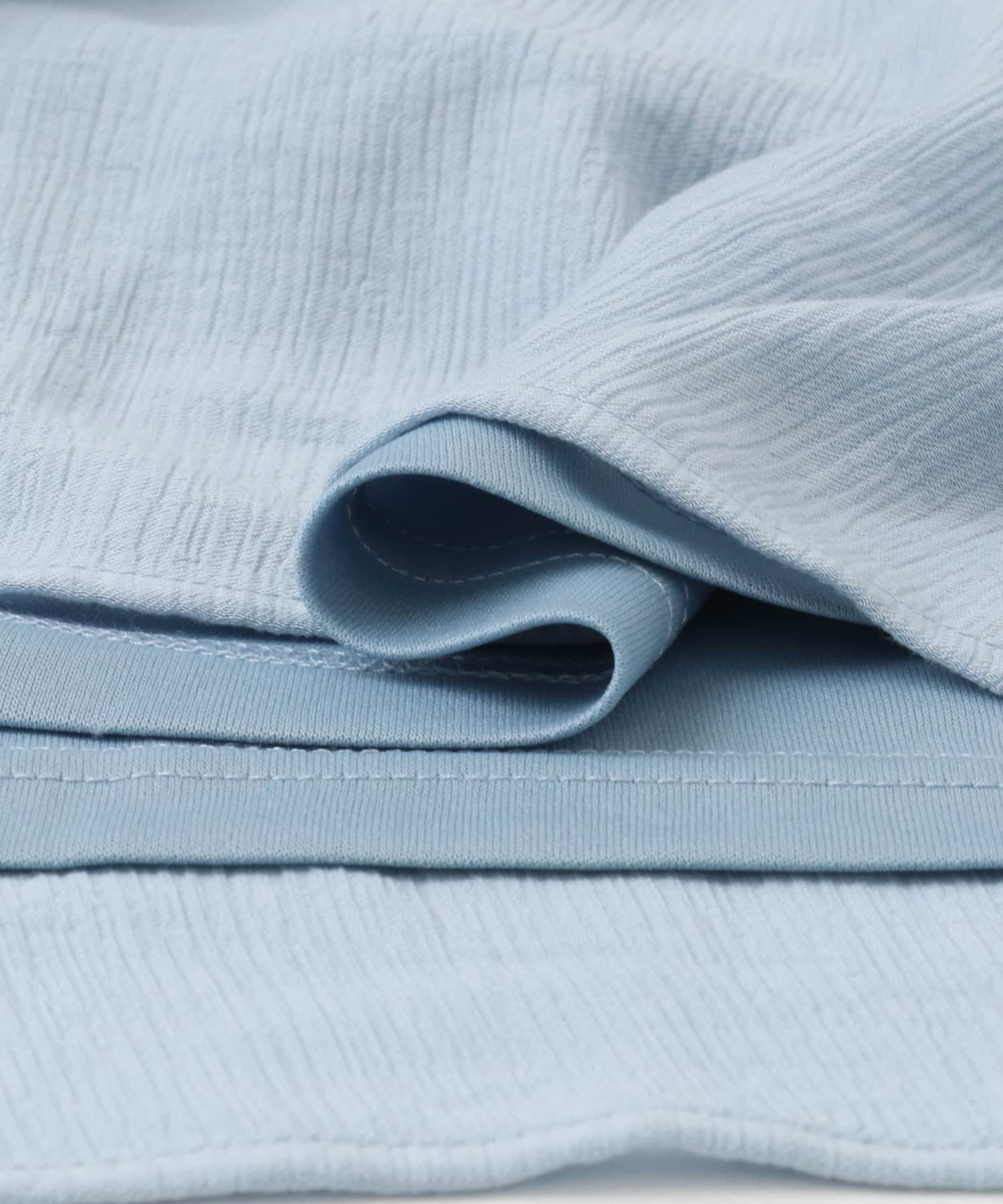 Vネックウエストマークフリルワンピース L.BLUE COMPACT