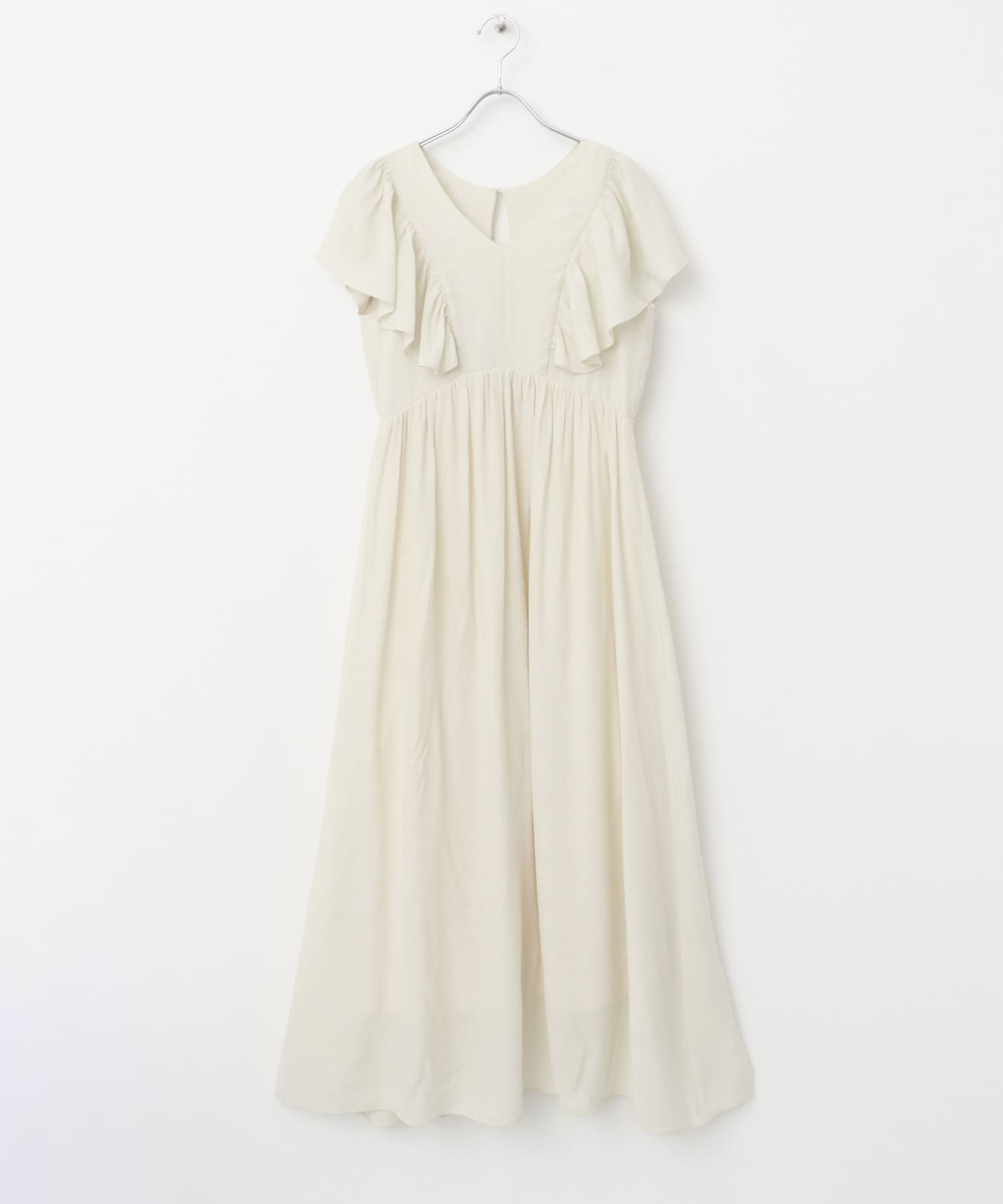 Vネックウエストマークフリルワンピース IVORY COMPACT