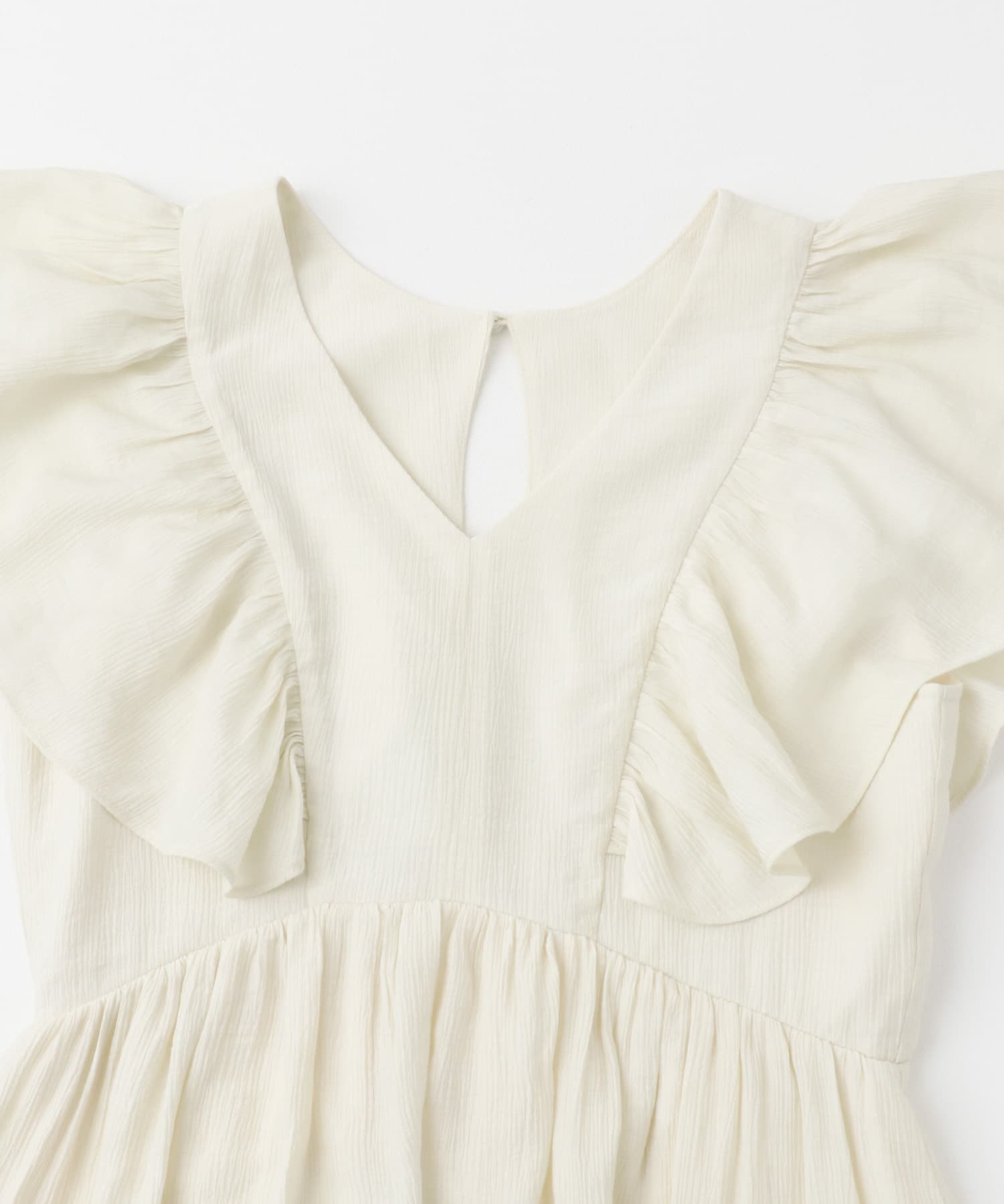 Vネックウエストマークフリルワンピース IVORY COMPACT