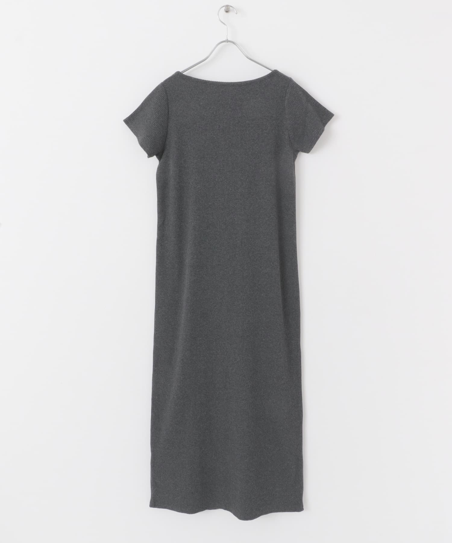 アシメネックリブワンピース CHARCOAL COMPACT