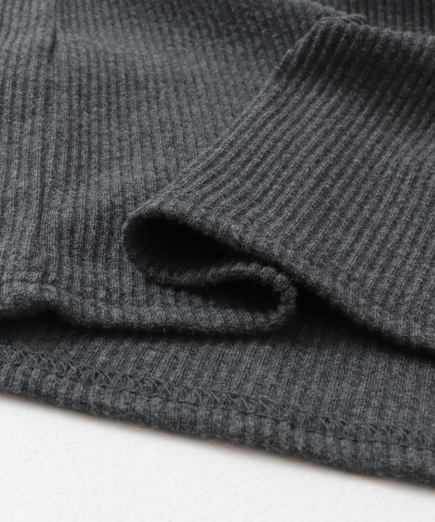 アシメネックリブワンピース CHARCOAL COMPACT