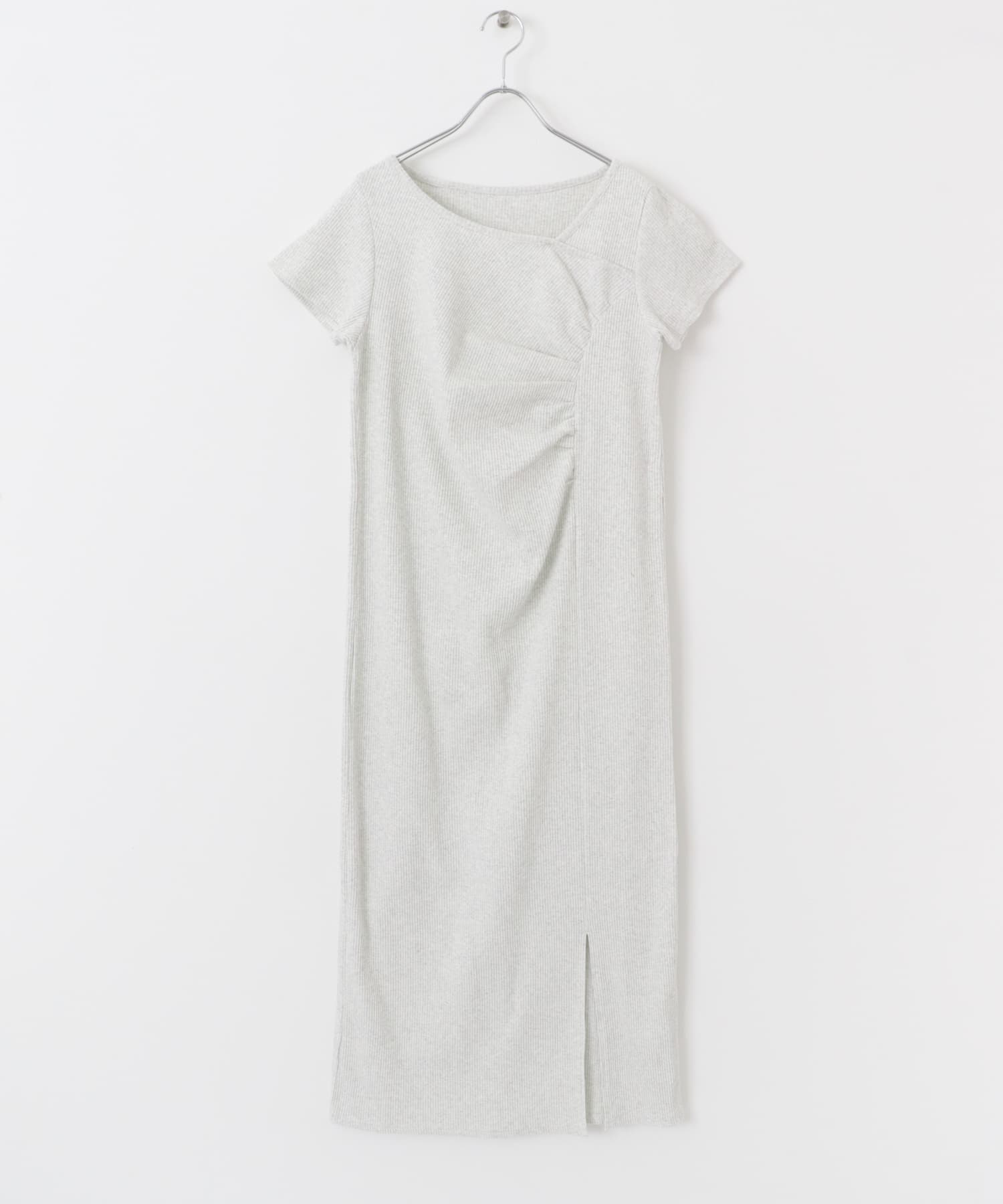 アシメネックリブワンピース BEIGE COMPACT