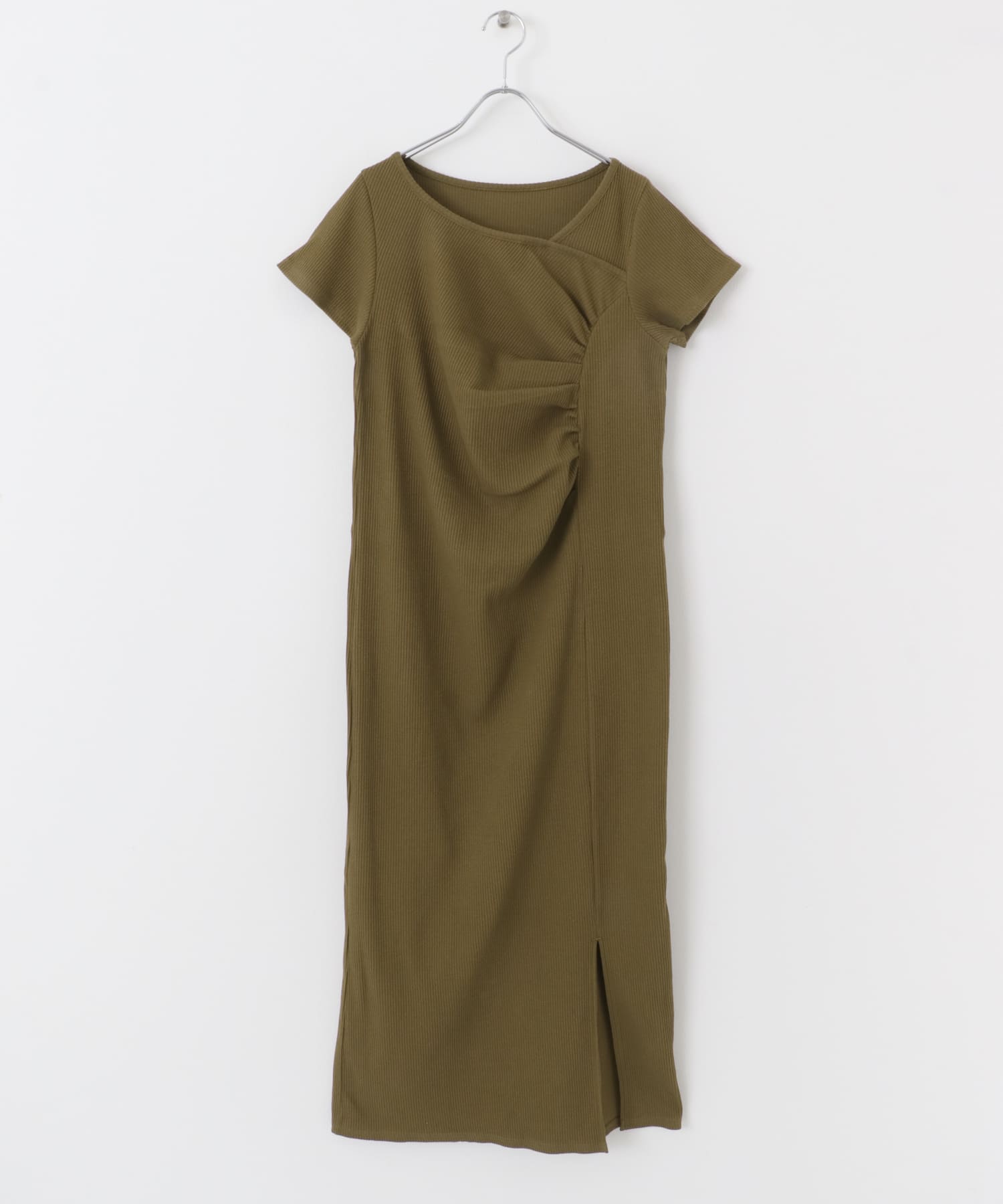 アシメネックリブワンピース CAMEL COMPACT