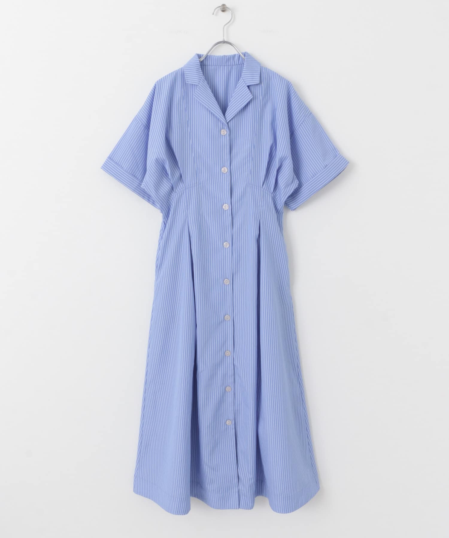 ウエストタックシャツワンピース L.BLU×WHT COMPACT