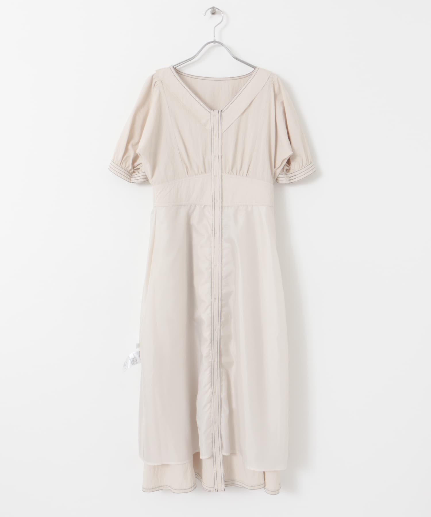 フロントボタンウエストマークワンピース IVORY COMPACT
