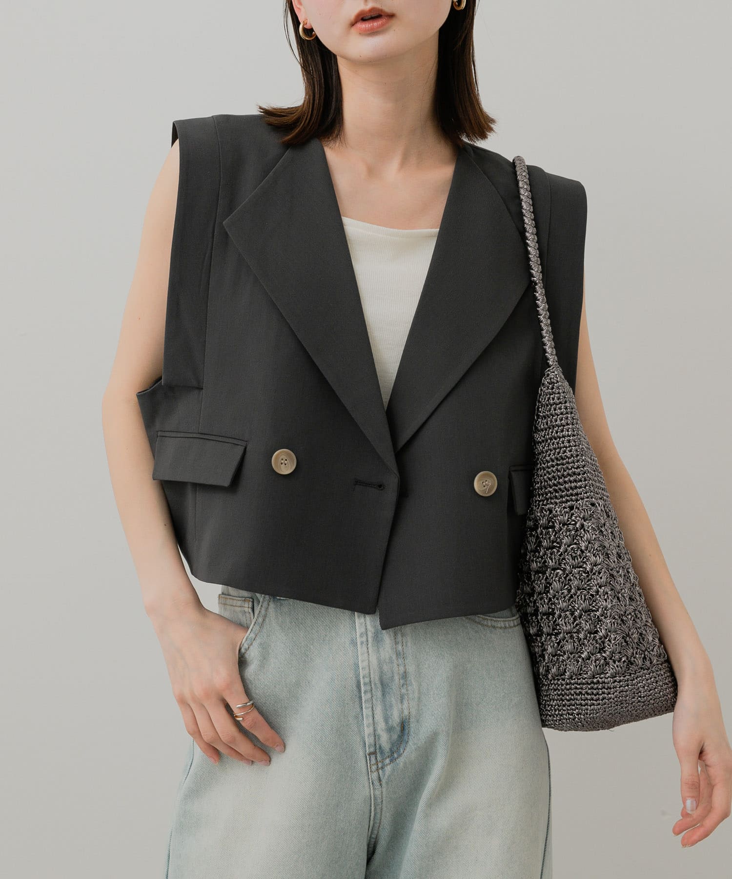 テーラードクロップドジレ