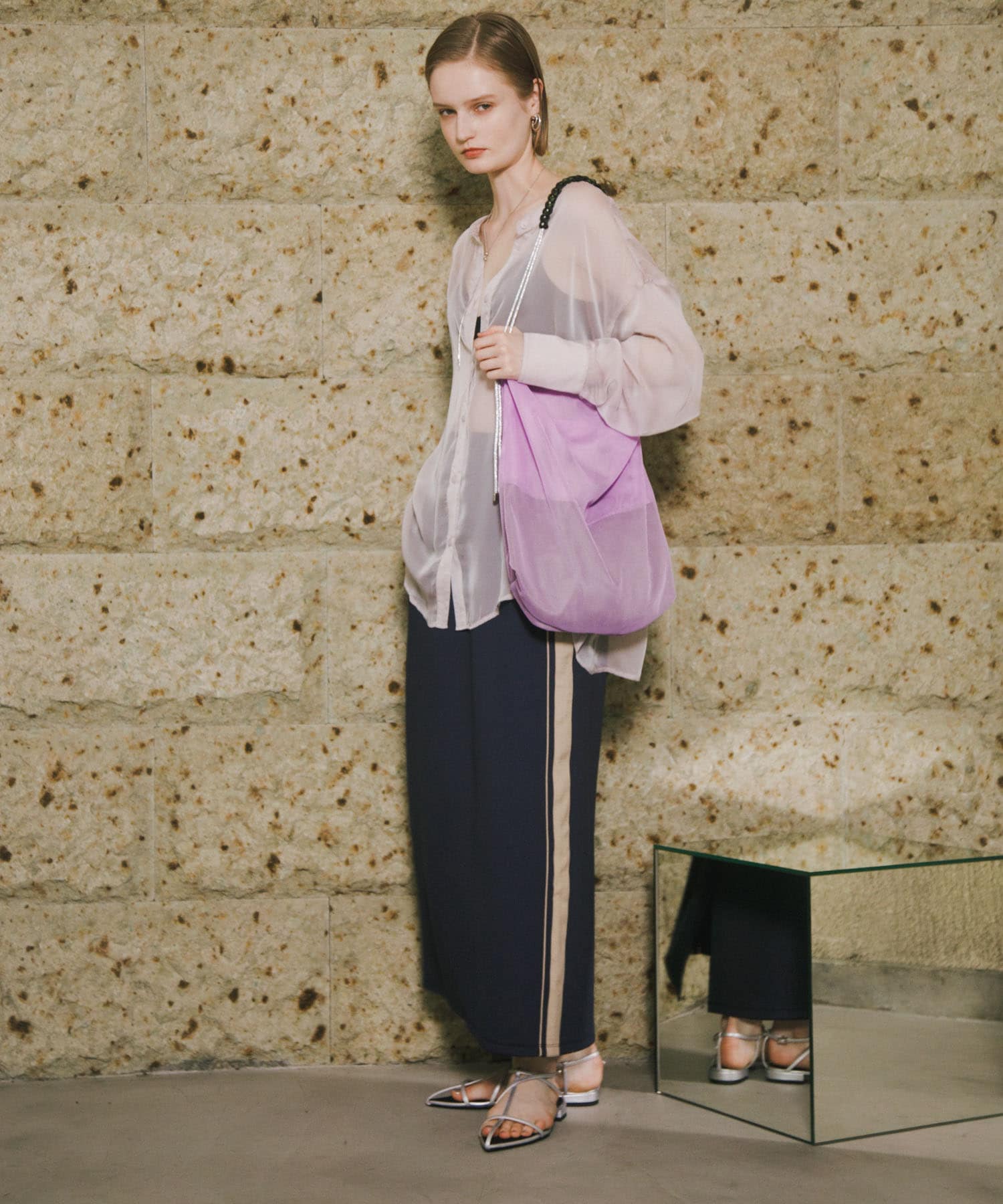 パラコードハンドルメッシュバッグ L.PINK one