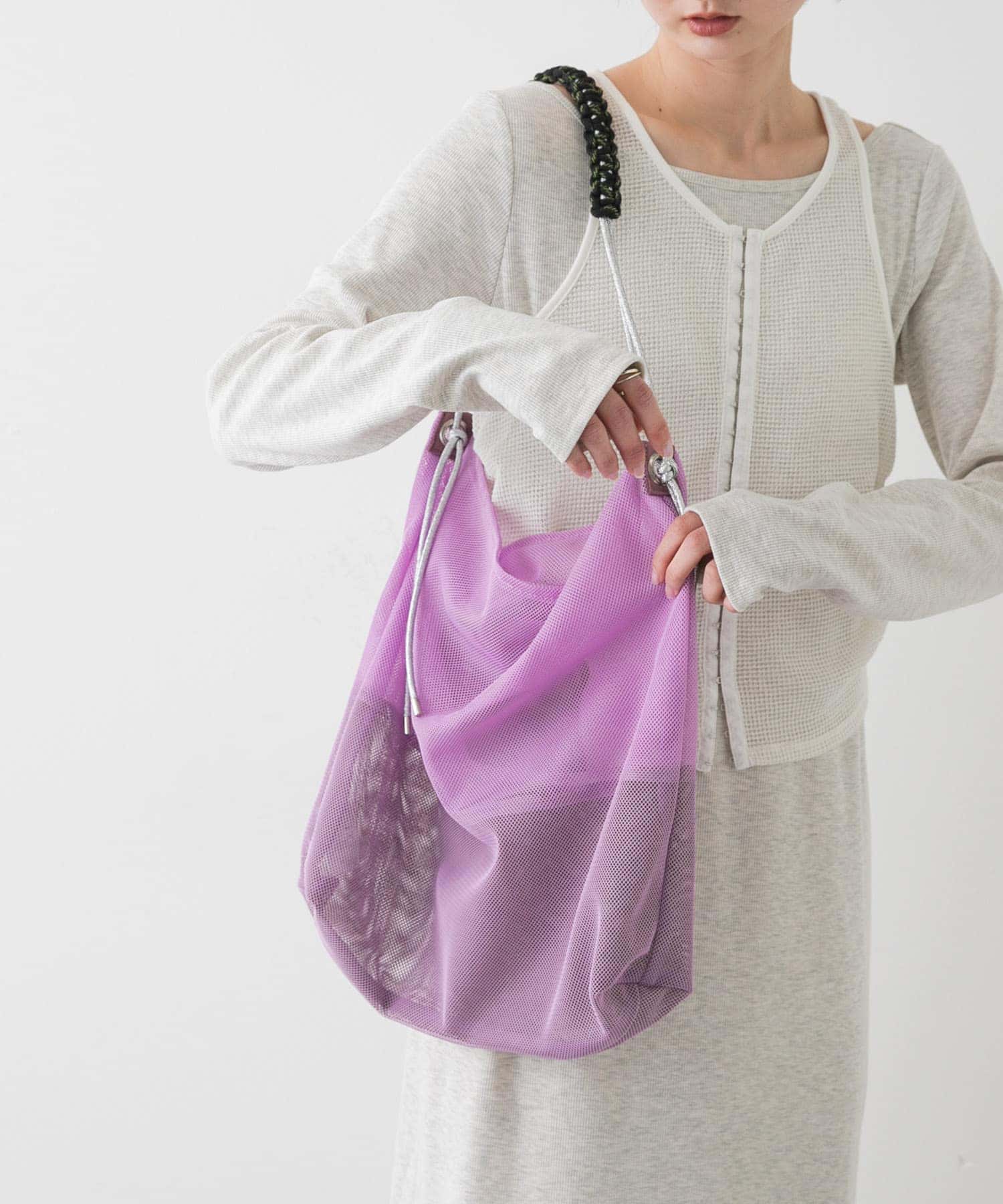 パラコードハンドルメッシュバッグ L.PINK one