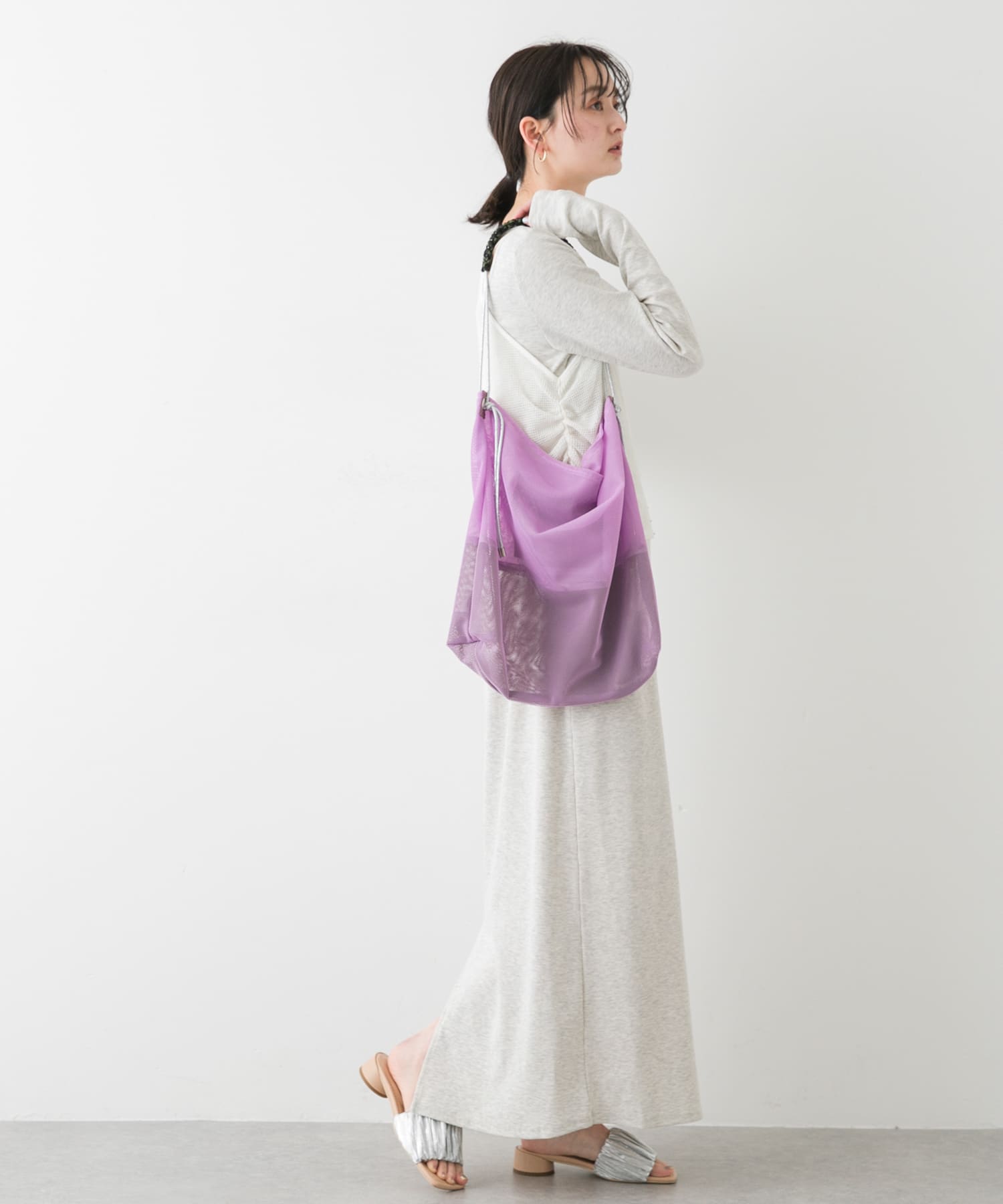 パラコードハンドルメッシュバッグ L.PINK one