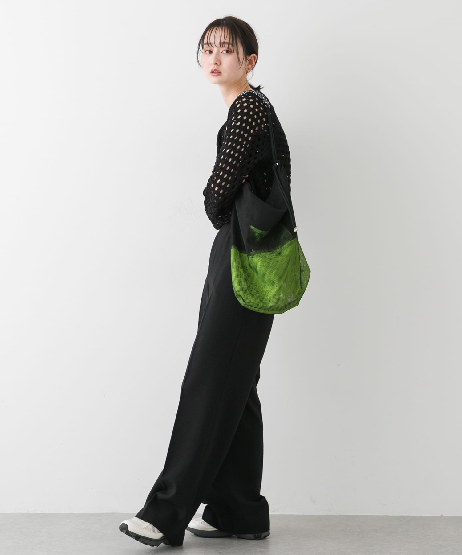 パラコードハンドルメッシュバッグ BLACK one