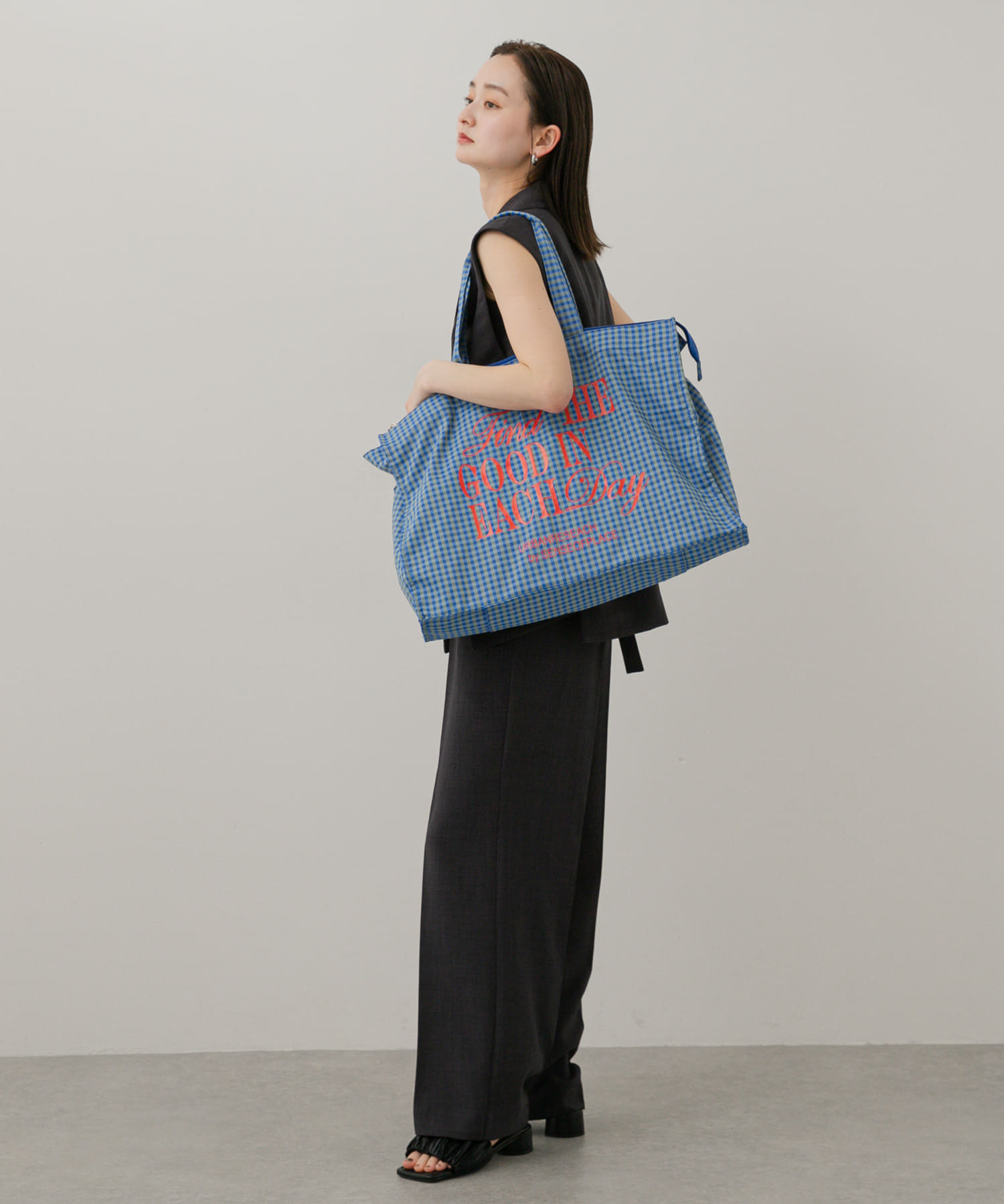 ロゴチェックビッドトート L.BLUE one