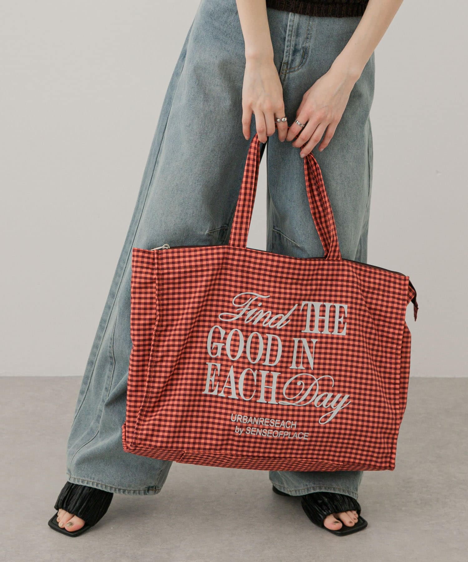ロゴチェックビッドトート RED one