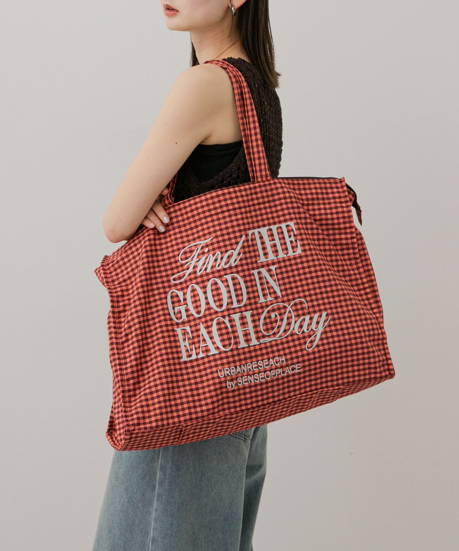 ロゴチェックビッドトート RED one