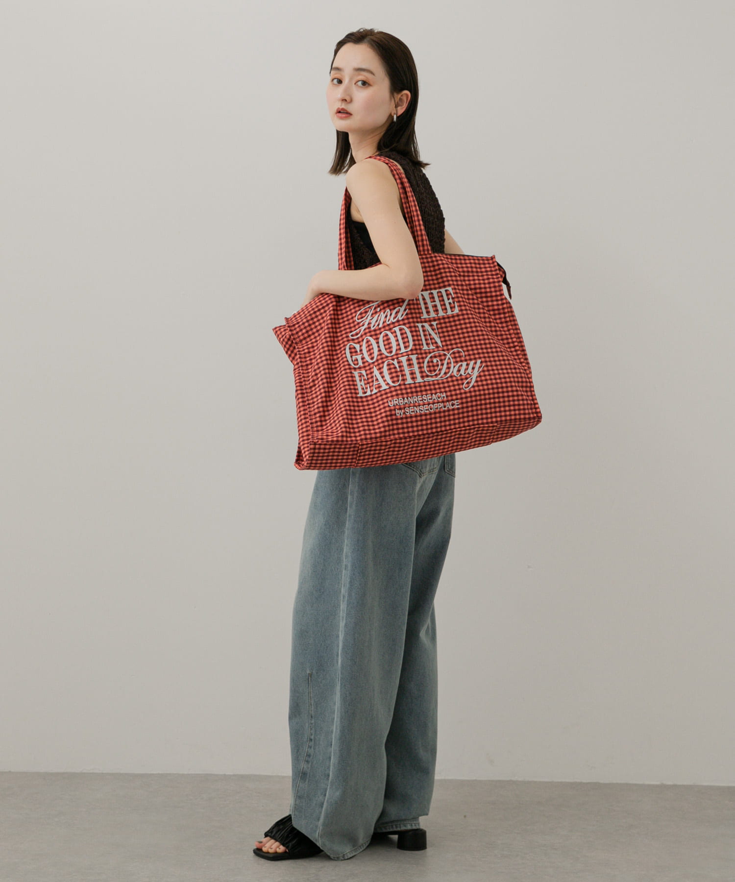 ロゴチェックビッドトート RED one