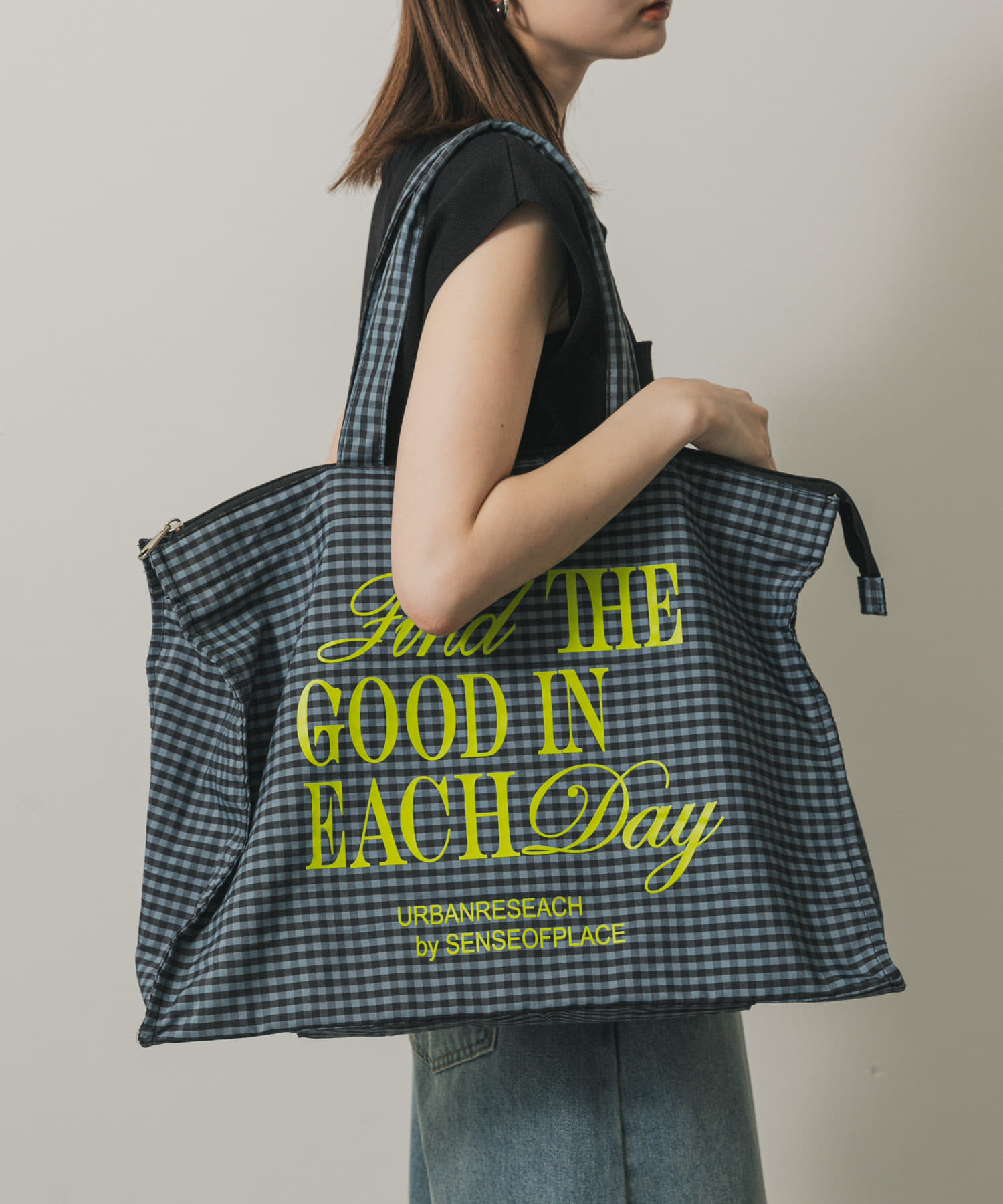 ロゴチェックビッドトート GRAY one