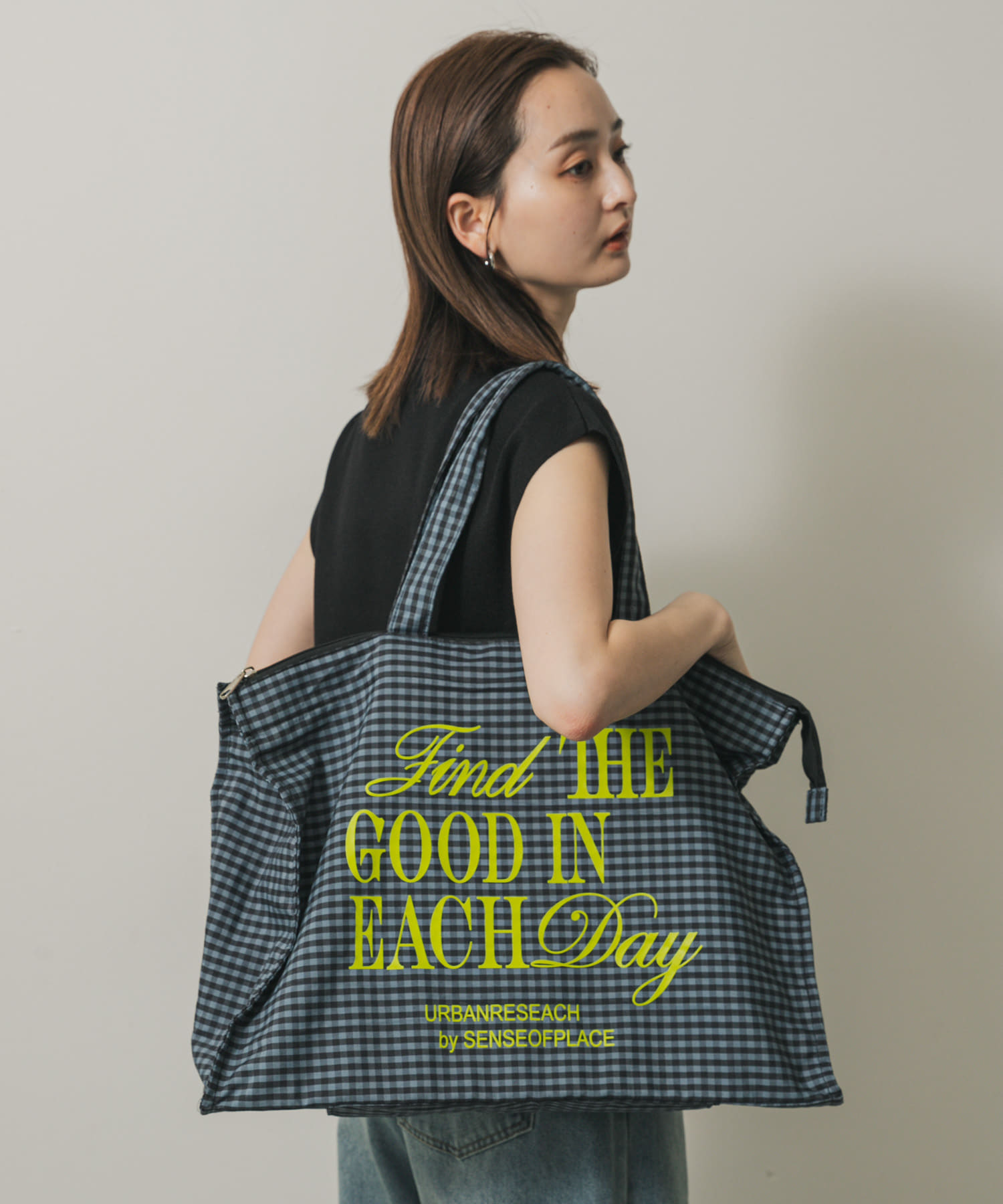 ロゴチェックビッドトート GRAY one