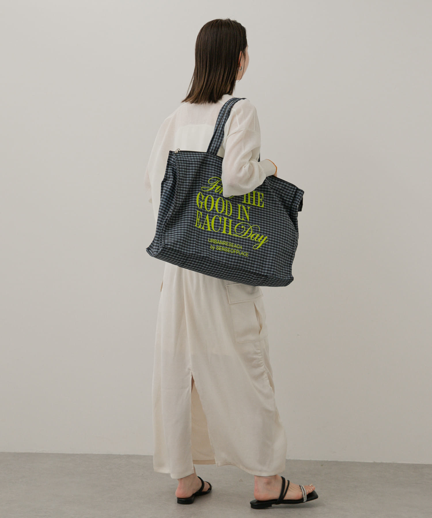 ロゴチェックビッドトート GRAY one