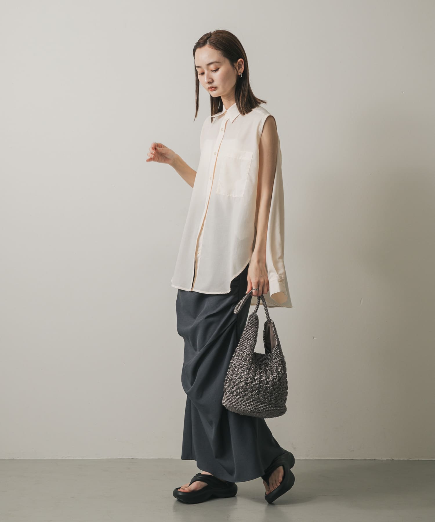 メタリックヤーンバッグ CHARCOAL one