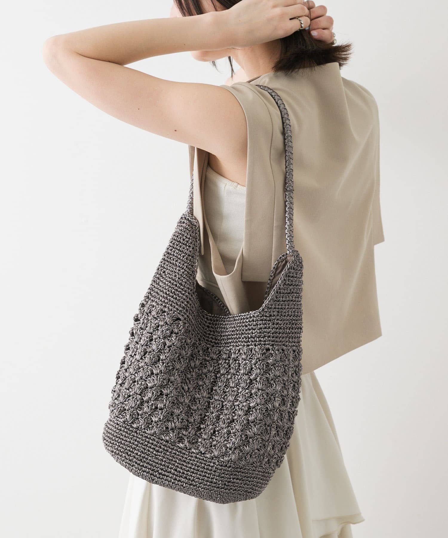 メタリックヤーンバッグ CHARCOAL one