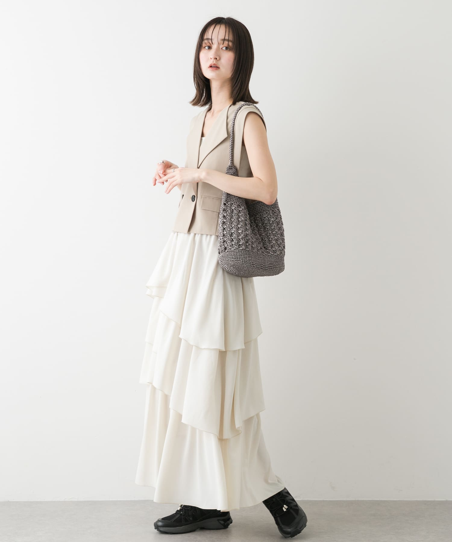 メタリックヤーンバッグ CHARCOAL one