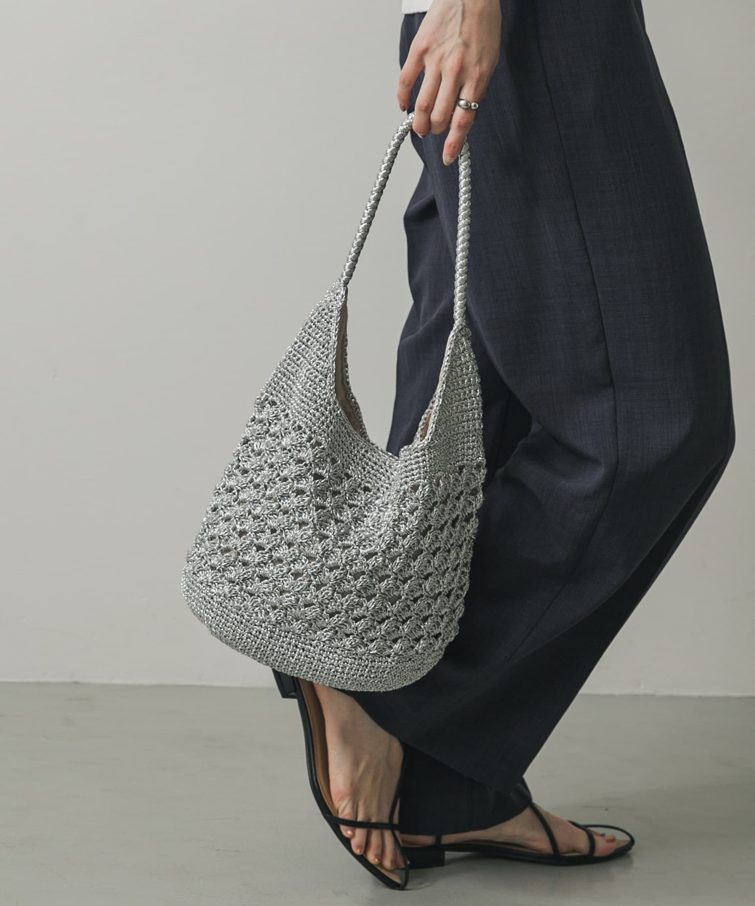 メタリックヤーンバッグ SILVER one