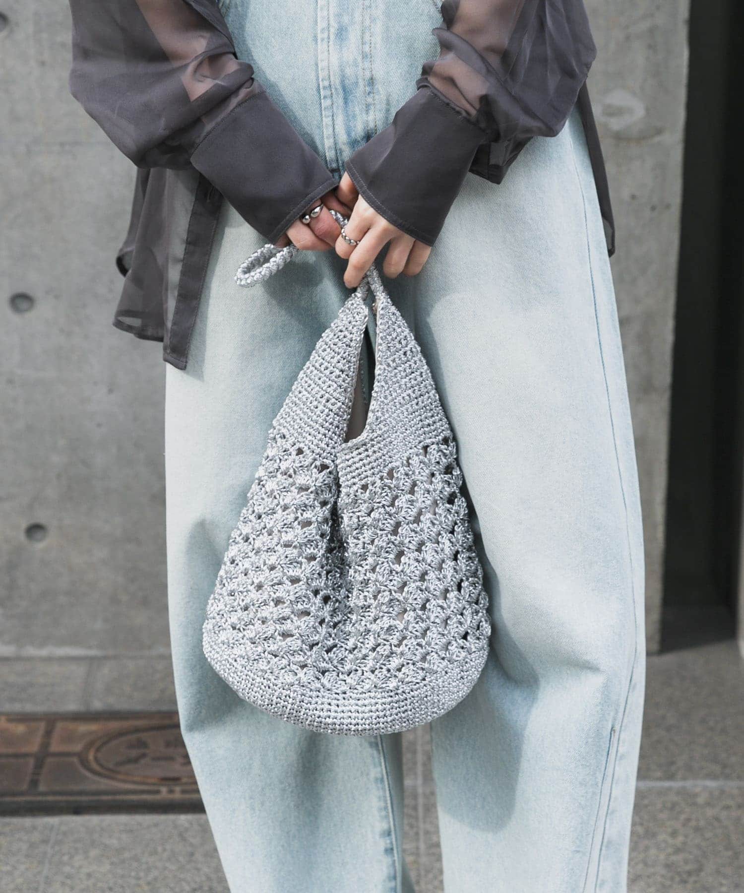 メタリックヤーンバッグ SILVER one